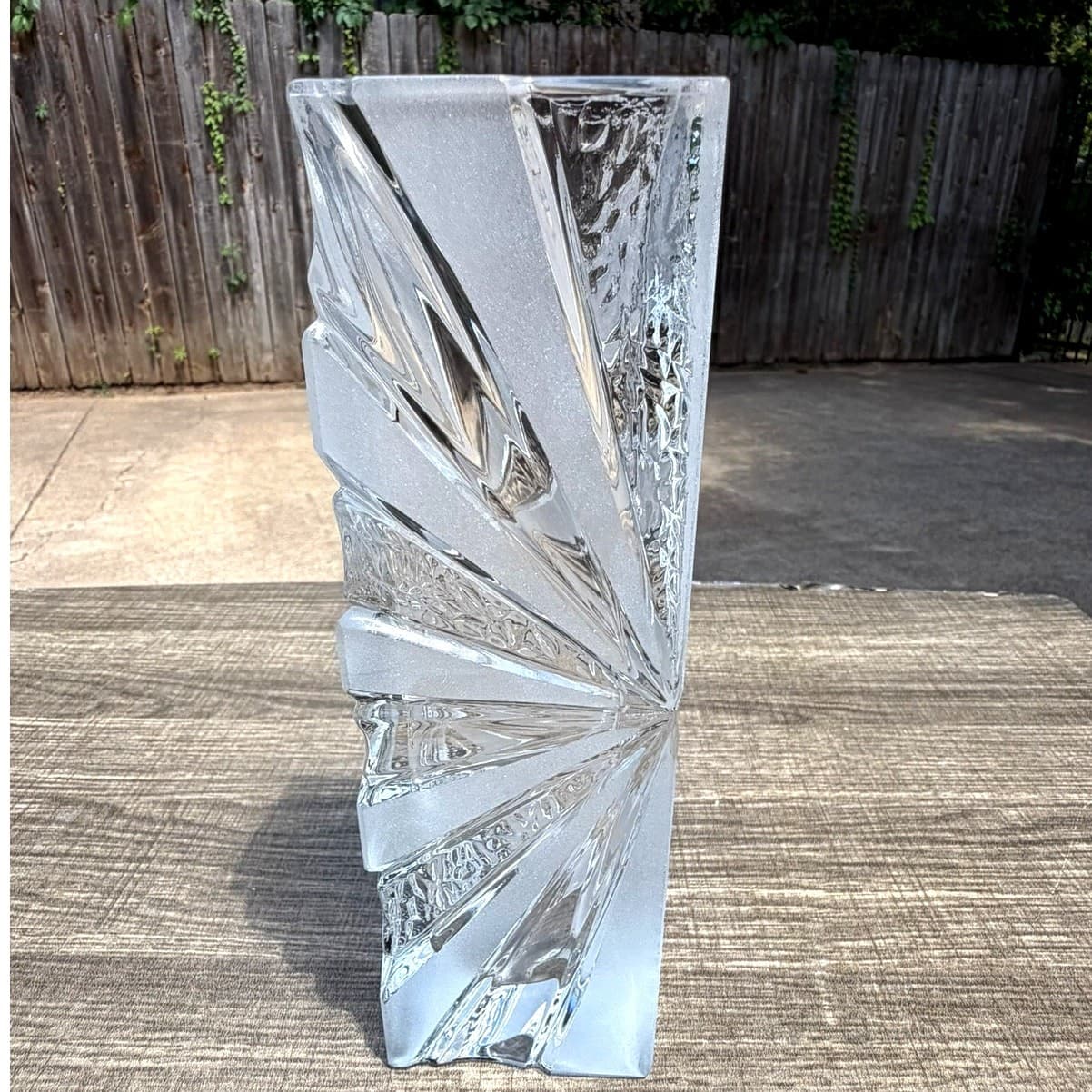 Warmensteinach Glaswerke Polar Crystal Vase 8.25" Brutalist MCM West Germany - Thumbnail 3
