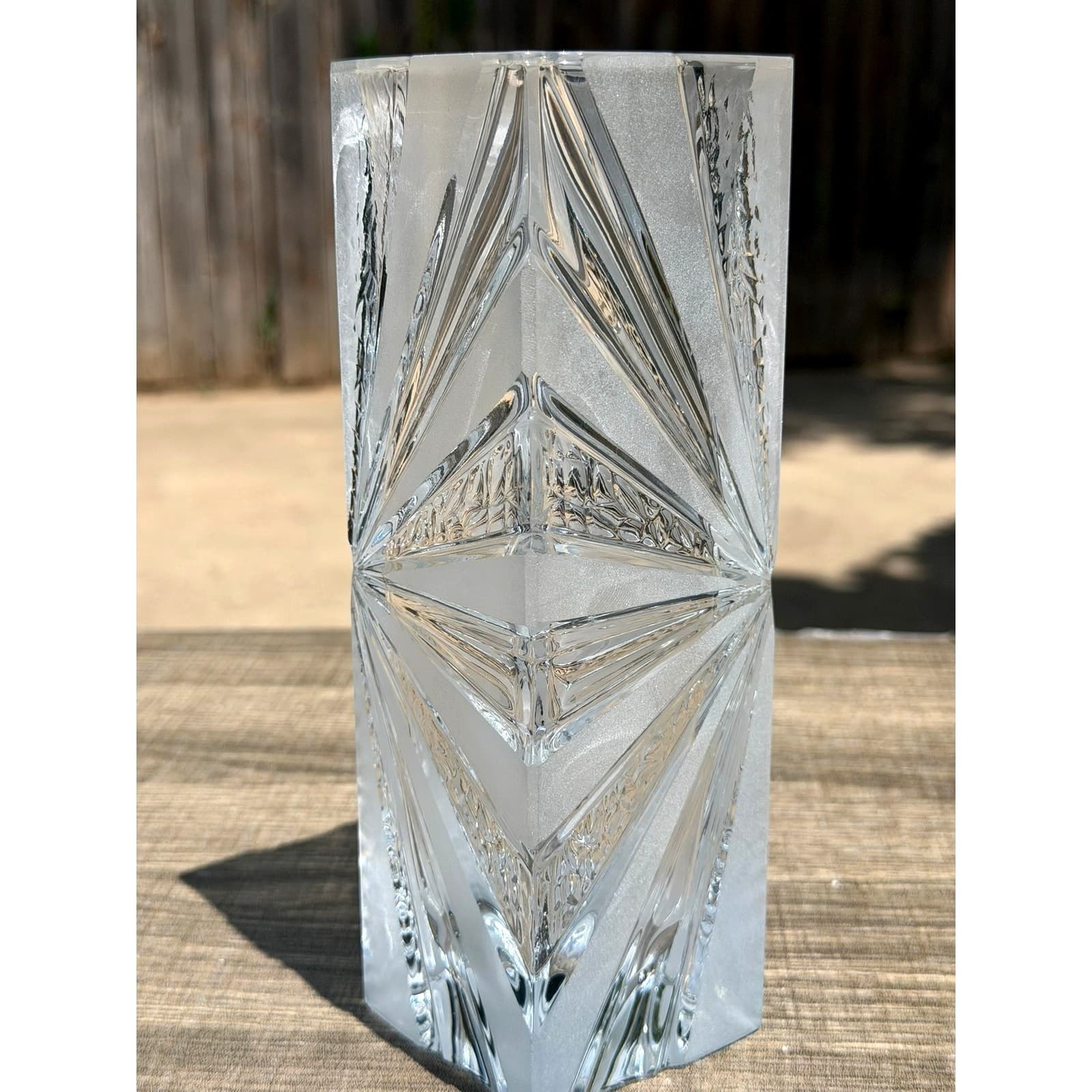 Warmensteinach Glaswerke Polar Crystal Vase 8.25" Brutalist MCM West Germany - Thumbnail 2