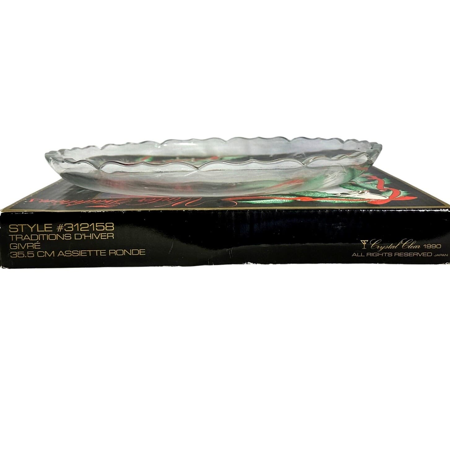 "Winter Traditions" 1990 Heavy Round Glass Serving Tray by Crystal Clear - Thumbnail 5