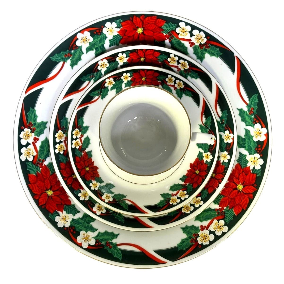 Tienshan Retired 1985-2000 'Deck the Halls' 4-PC Place Settings-Service for 4 - Thumbnail 3
