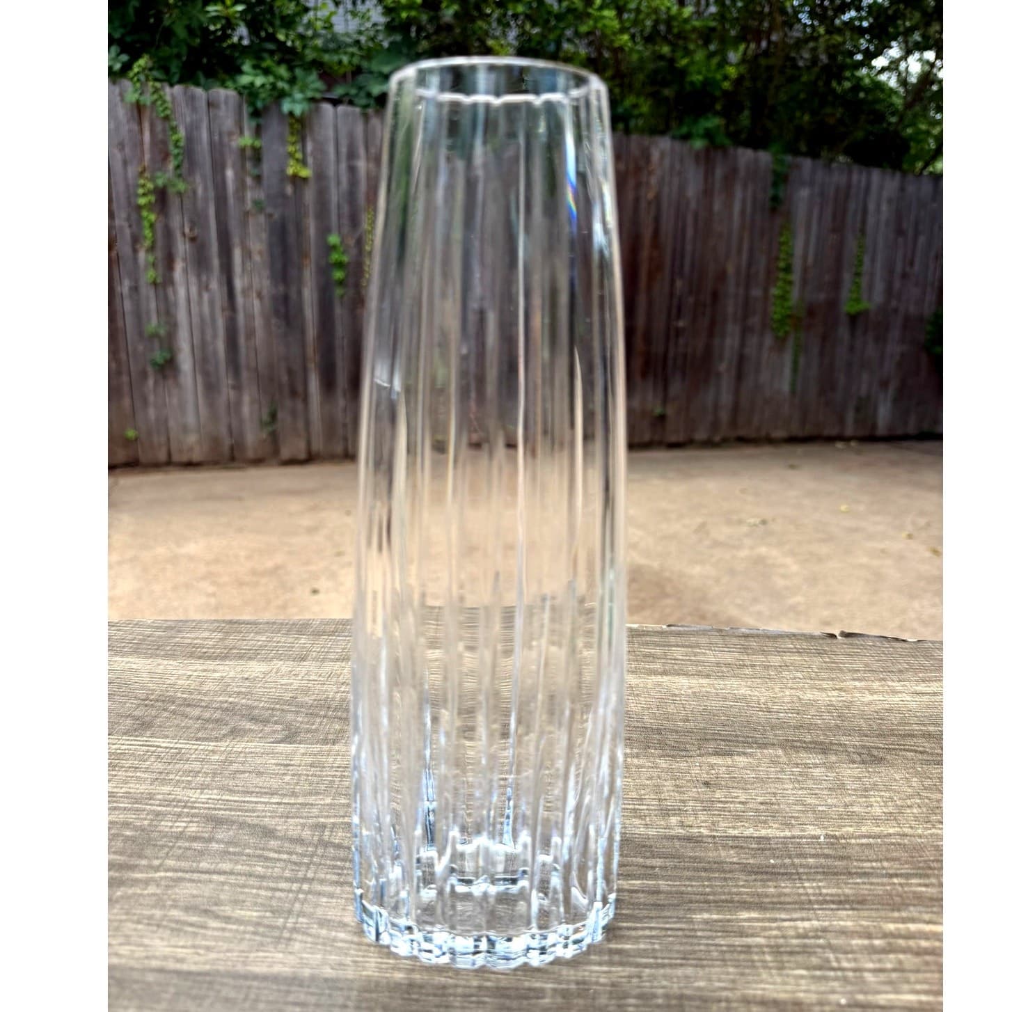Atlantis Crystal 'Fantasy' Vase 10" Lead Crystal Portugal Ribbed Signed Etched