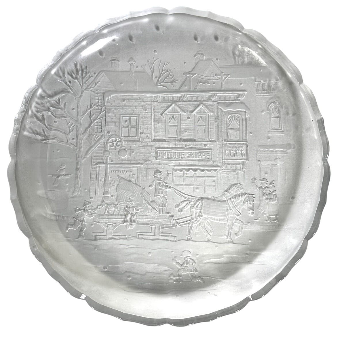 "Winter Traditions" 1990 Heavy Round Glass Serving Tray by Crystal Clear - Thumbnail 3