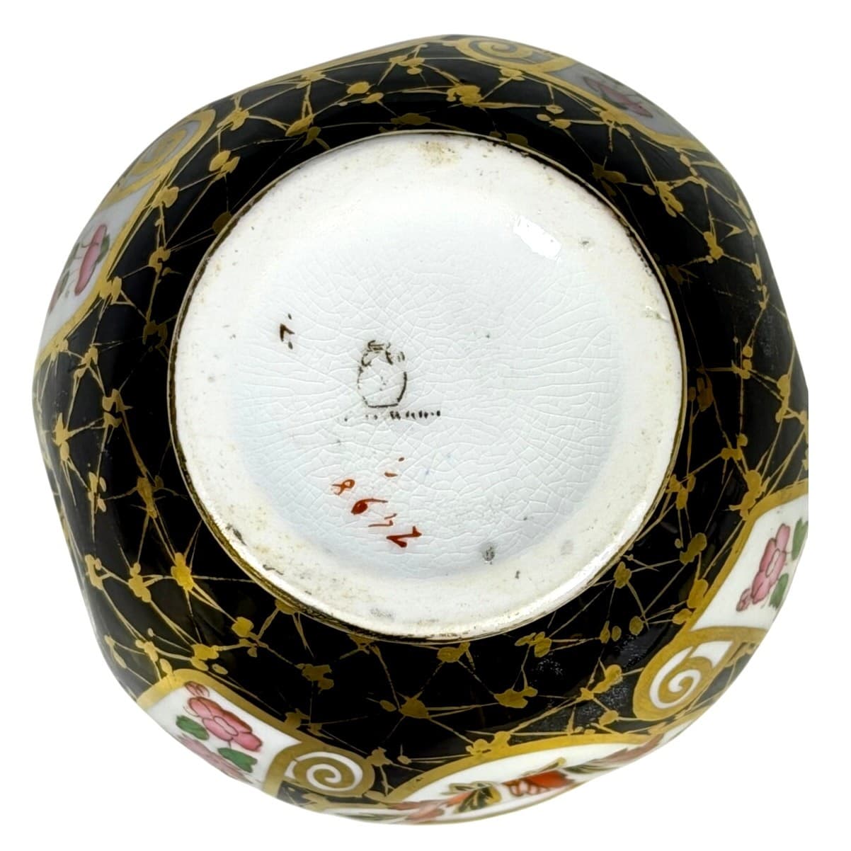Wedgwood Antique c 1880-1900 Black Amari Ware Gold Accented Floral Vase-Rare - Thumbnail 6