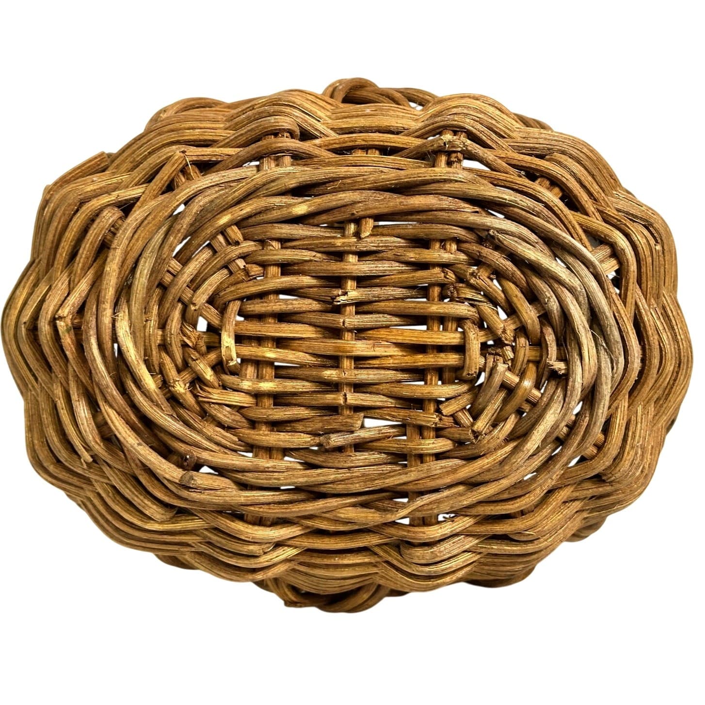 Hand Woven Vintage Bamboo & Ratan Gathering Basket Beautiful Patina - Thumbnail 5