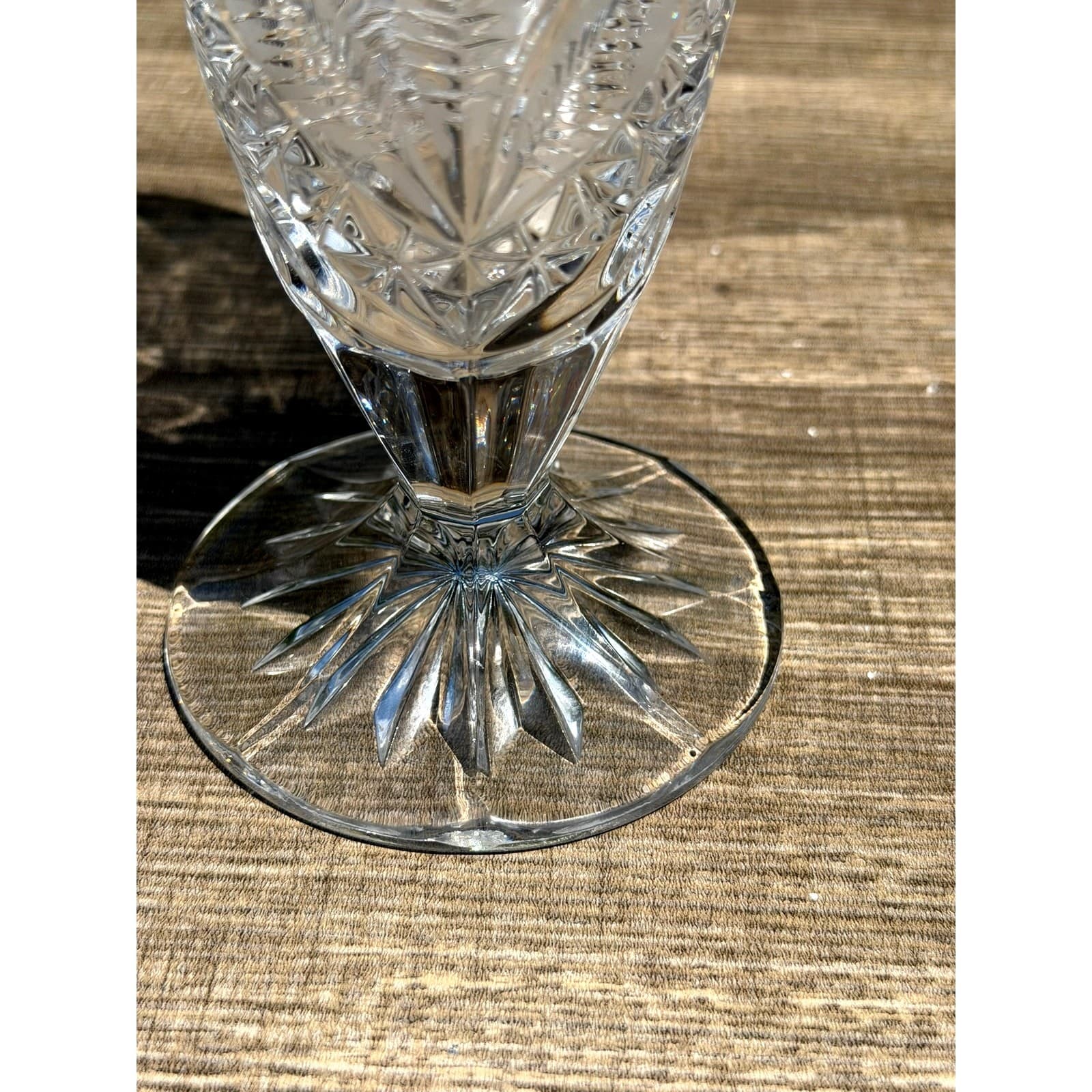Vintage Hofbauer Byrdes Lead Crystal Pedestal Vase 10.5" Etched Birds Germany - Thumbnail 5