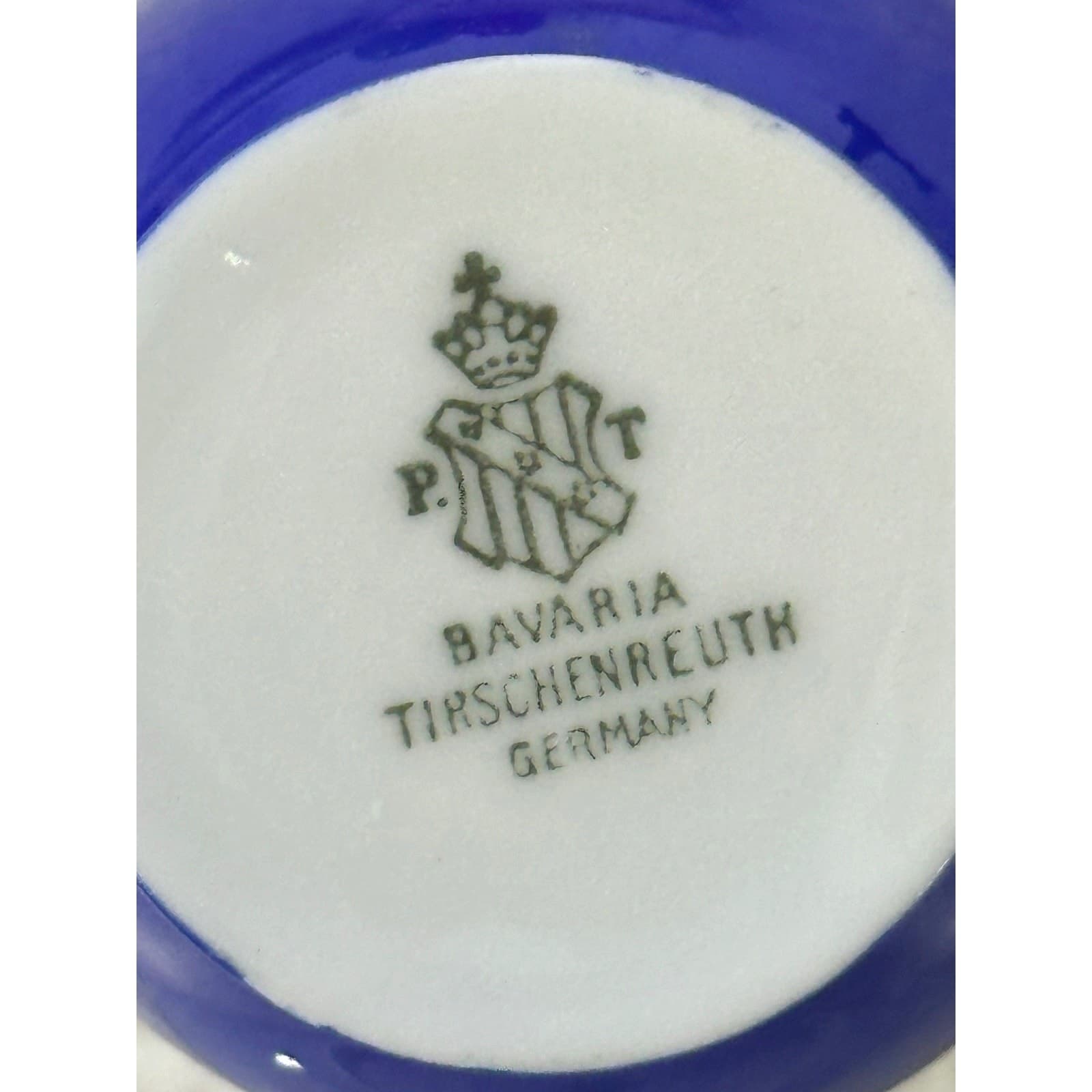 Bavaria Tirschenreuth PT Germany Demitasse Cobalt Green Rose Pink Cup Saucers 4 - Thumbnail 14
