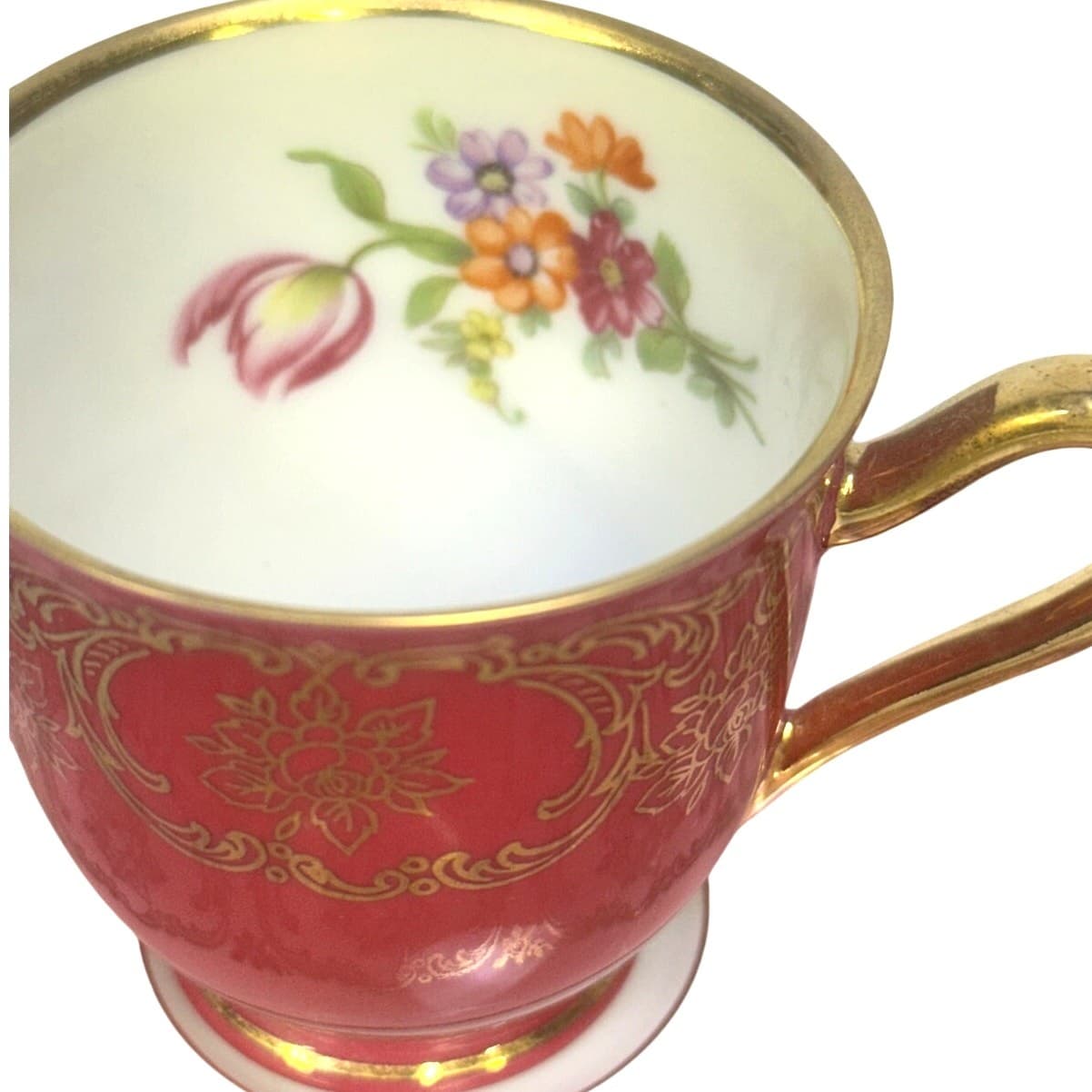 Bavaria Tirschenreuth PT Germany Demitasse Cobalt Green Rose Pink Cup Saucers 4 - Thumbnail 9