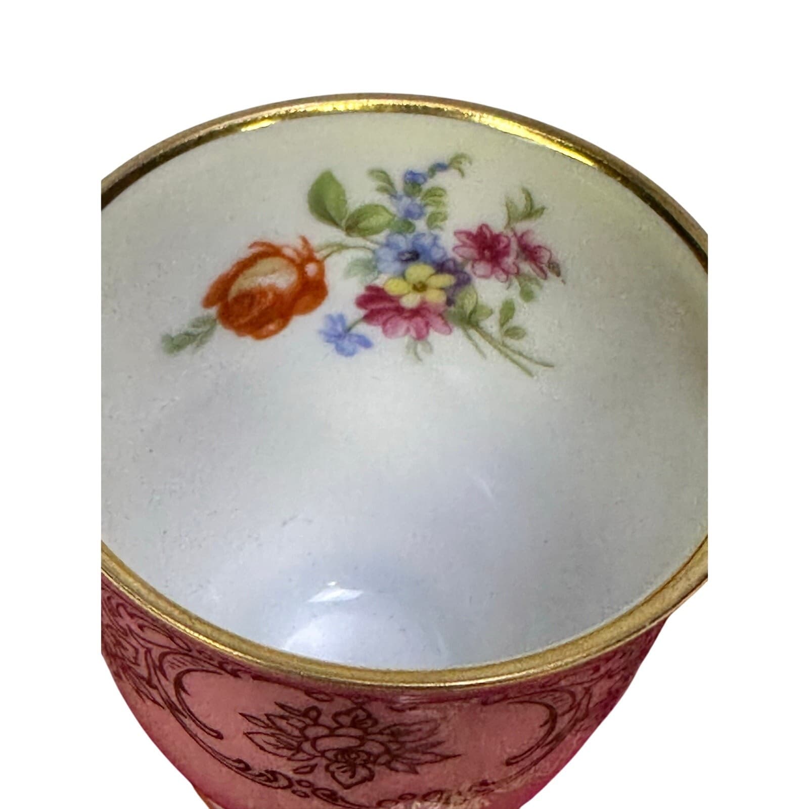 Bavaria Tirschenreuth PT Germany Demitasse Cobalt Green Rose Pink Cup Saucers 4 - Thumbnail 3