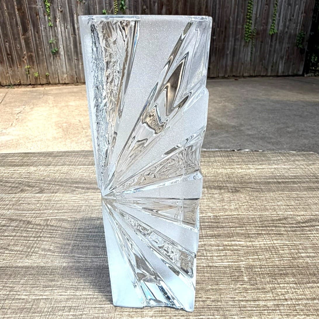 Warmensteinach Glaswerke Polar Crystal Vase 8.25" Brutalist MCM West Germany - Thumbnail 8