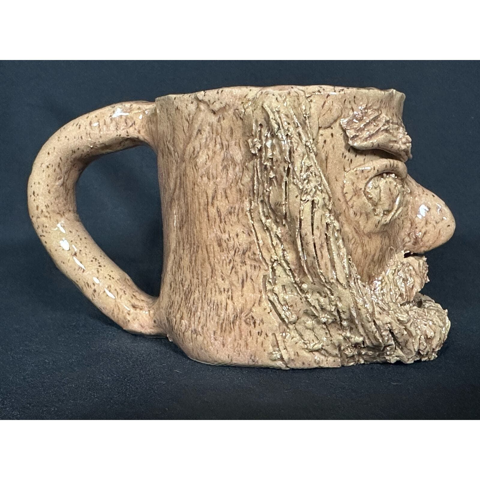 Handmade Unique Bearded Face Pottery Coffee Tea Mug - Thumbnail 3