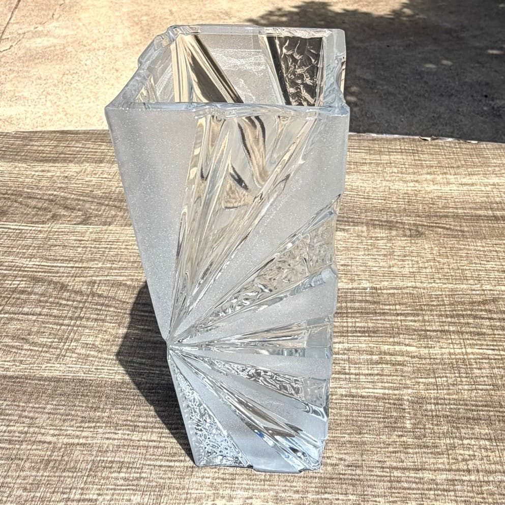 Warmensteinach Glaswerke Polar Crystal Vase 8.25" Brutalist MCM West Germany - Thumbnail 12