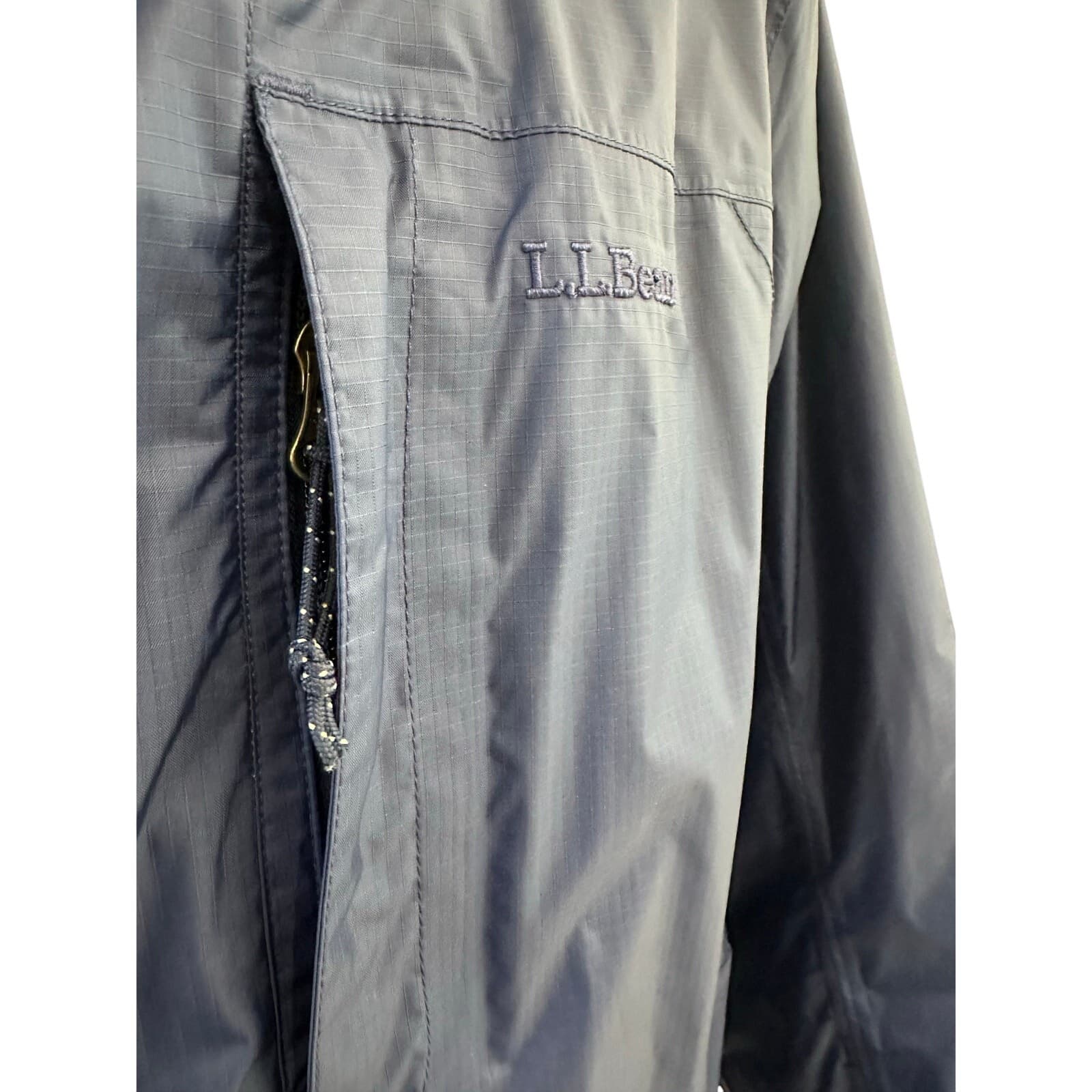 L L Bean 293753 Men's Large Nylon Mountain Parka Navy Blue Hood Water Resistant - Thumbnail 4