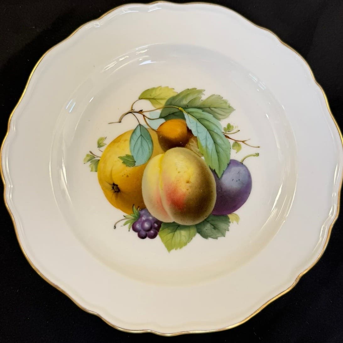 K.S.T.M. Meissen Germany Vintage Handpainted Fruit Porcelain 8" Shallow Bowl