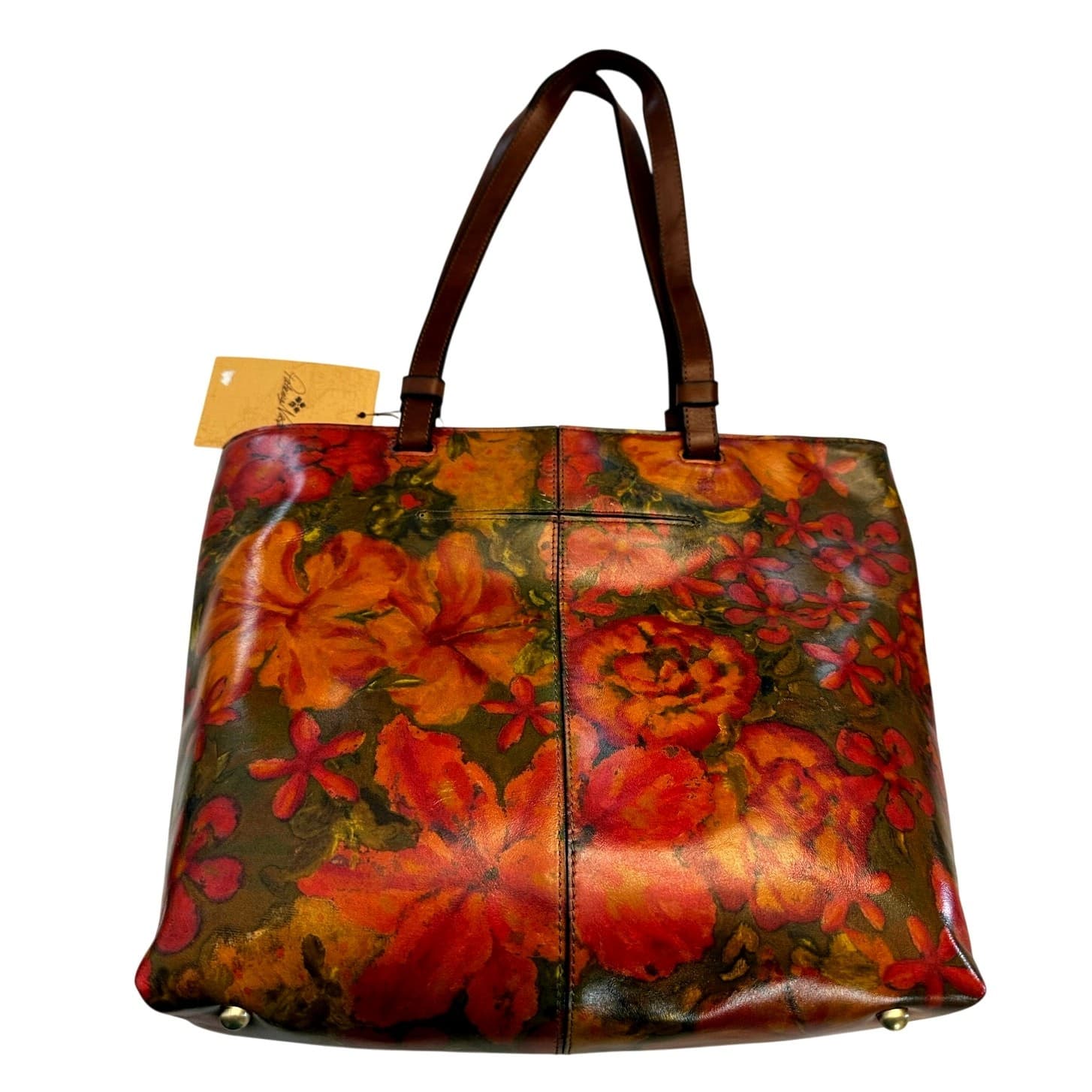Patricia Nash Large Leather 'Madison' Tote/Shoulder Bag Floral Oil Painting-NEW - Thumbnail 3