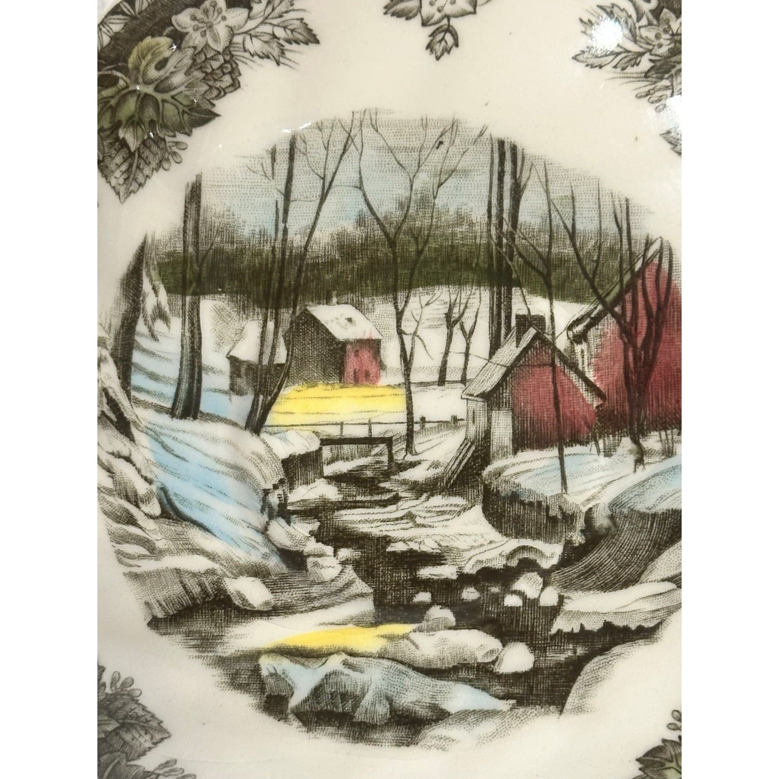 Johnson Bros Friendly Village England Vintage 'The Ice House' Saucers-Set of 6 - Thumbnail 2
