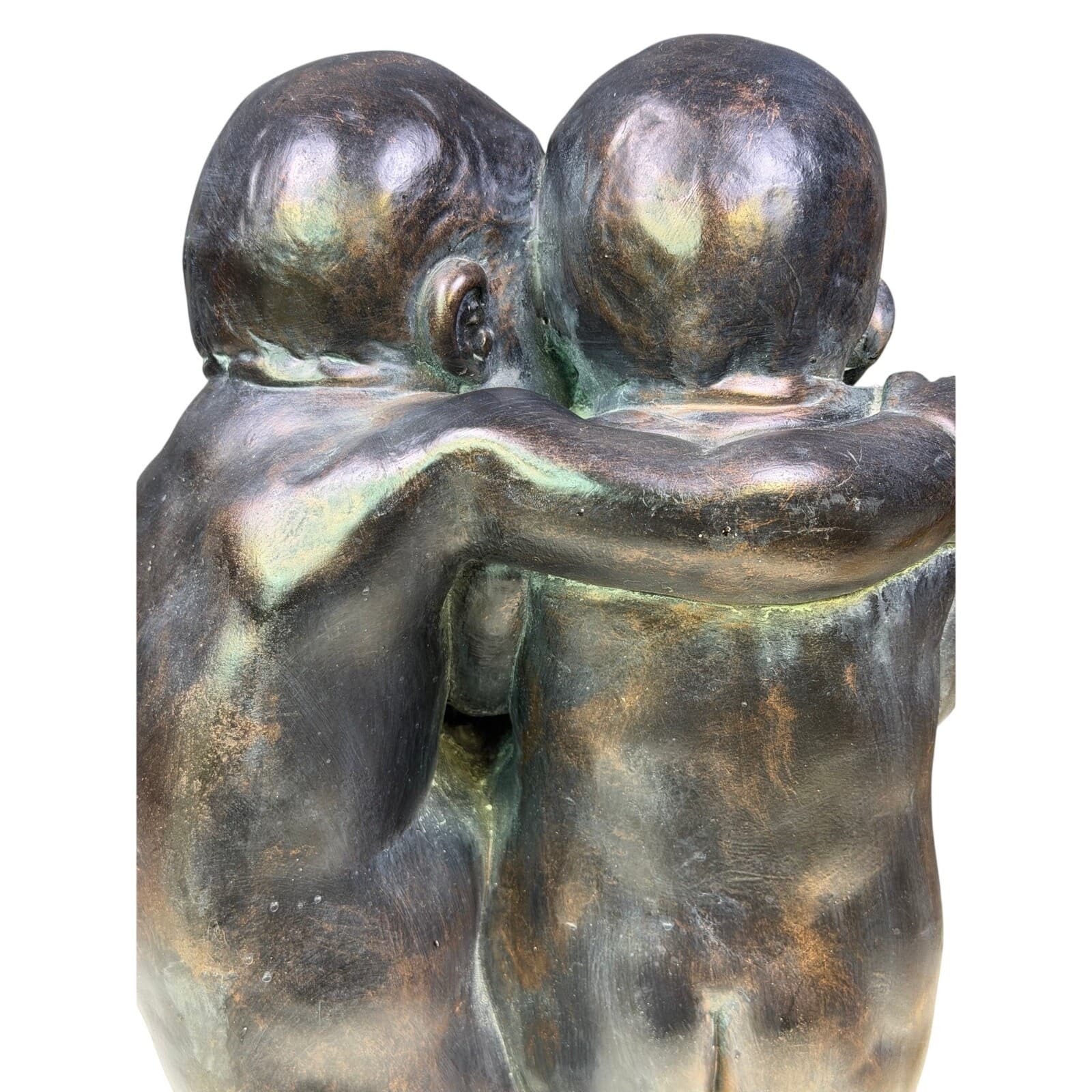 Large Vintage Bronzed Figural Sculpture Embracing Children Cherubs 20.5” - Thumbnail 8