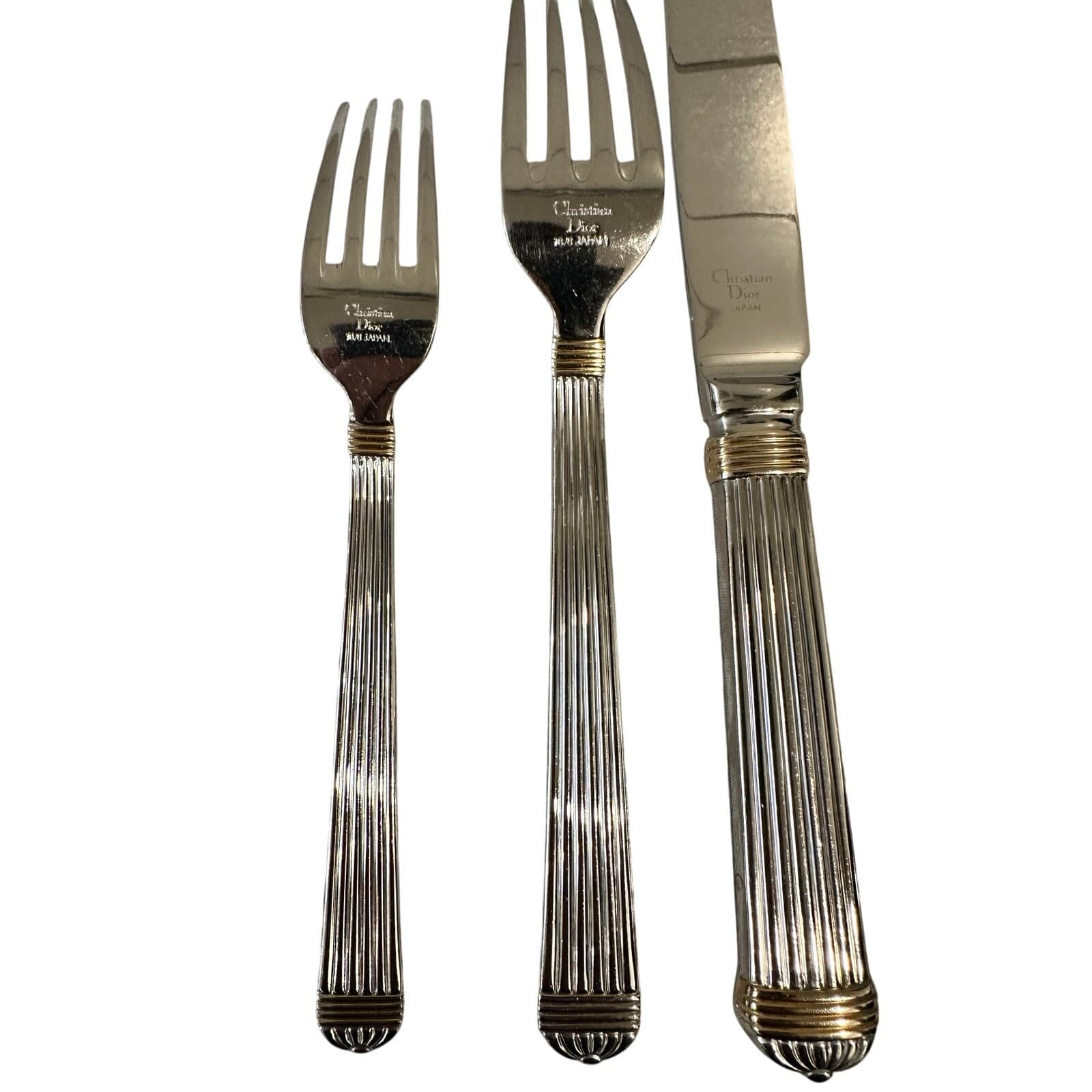 Christian Dior 'Gaudron' Japan Stainless/Gold 5-Piece Flatware Place Setting - Thumbnail 7