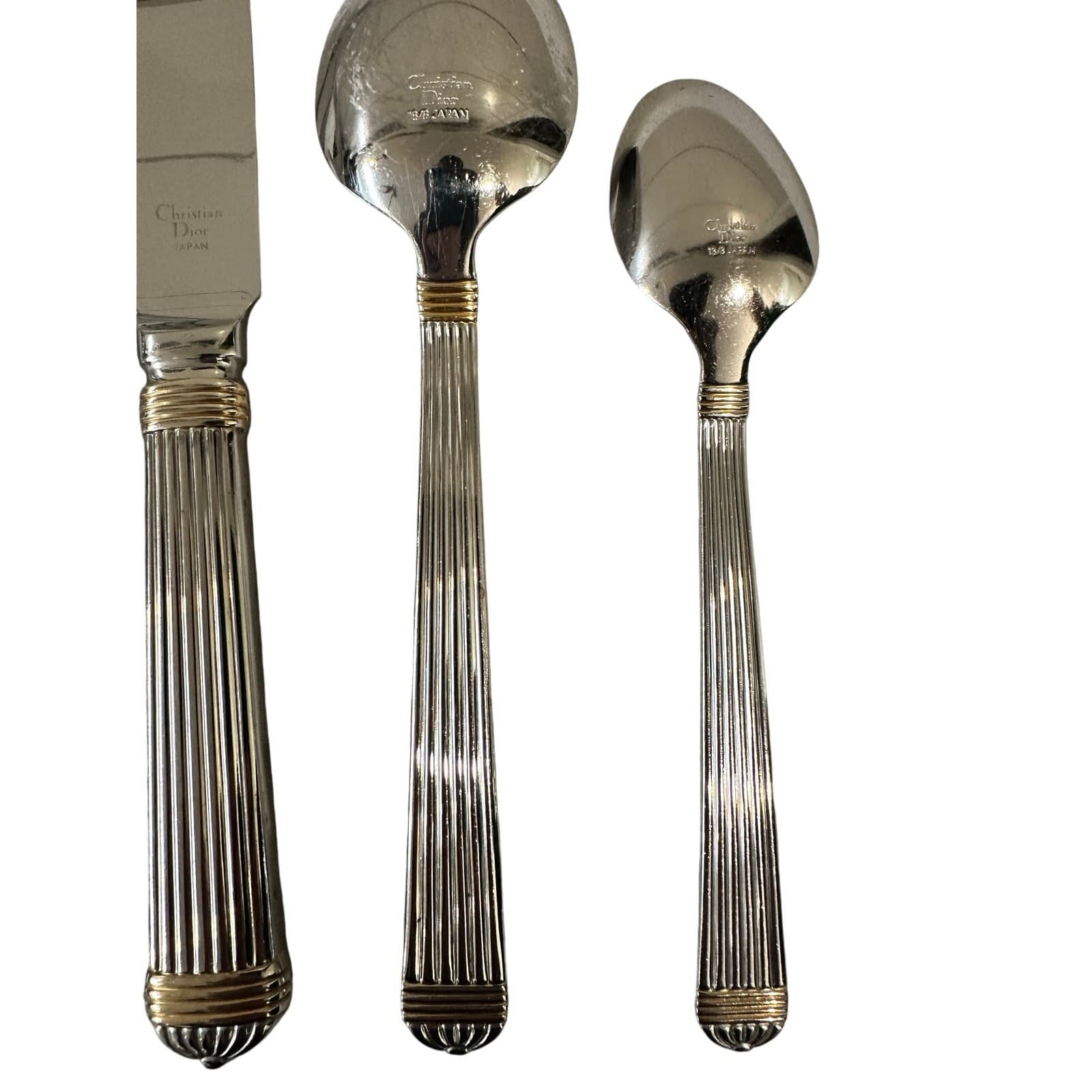 Christian Dior 'Gaudron' Japan Stainless/Gold 5-Piece Flatware Place Setting - Thumbnail 8