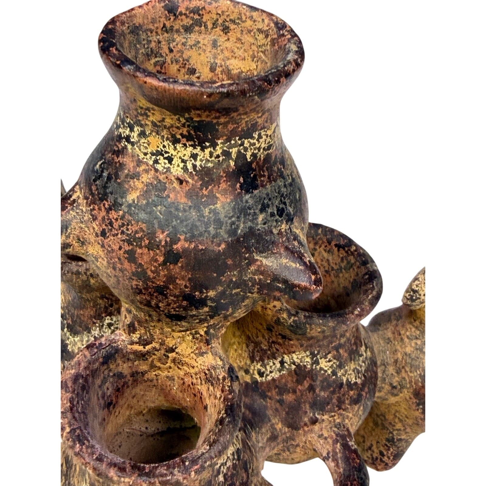 PreColumbian Style Vintage Pottery Tripod Effigy Vessel Central American FolkArt - Thumbnail 6