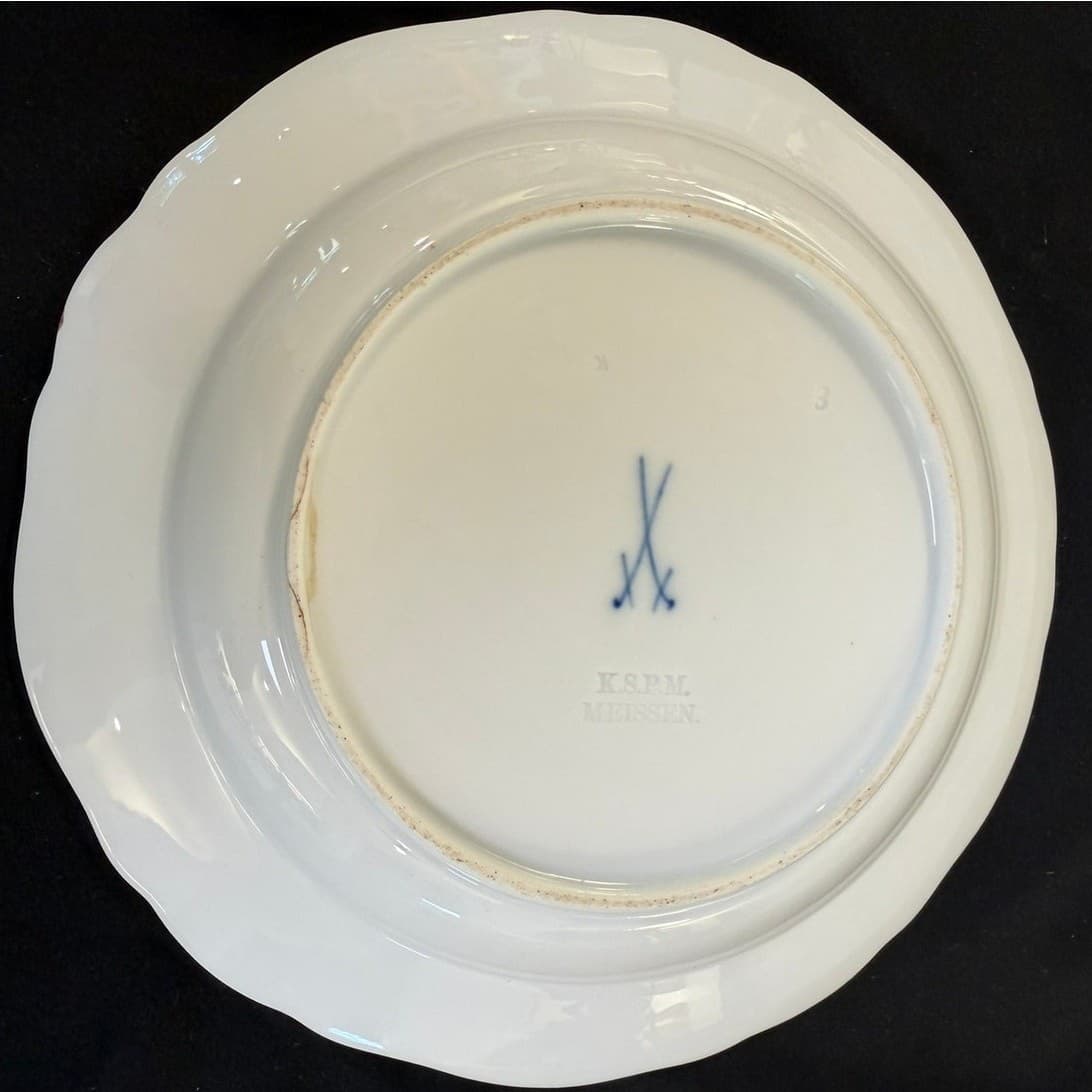 K.S.T.M. Meissen Germany Vintage Handpainted Fruit Porcelain 8" Shallow Bowl - Thumbnail 8