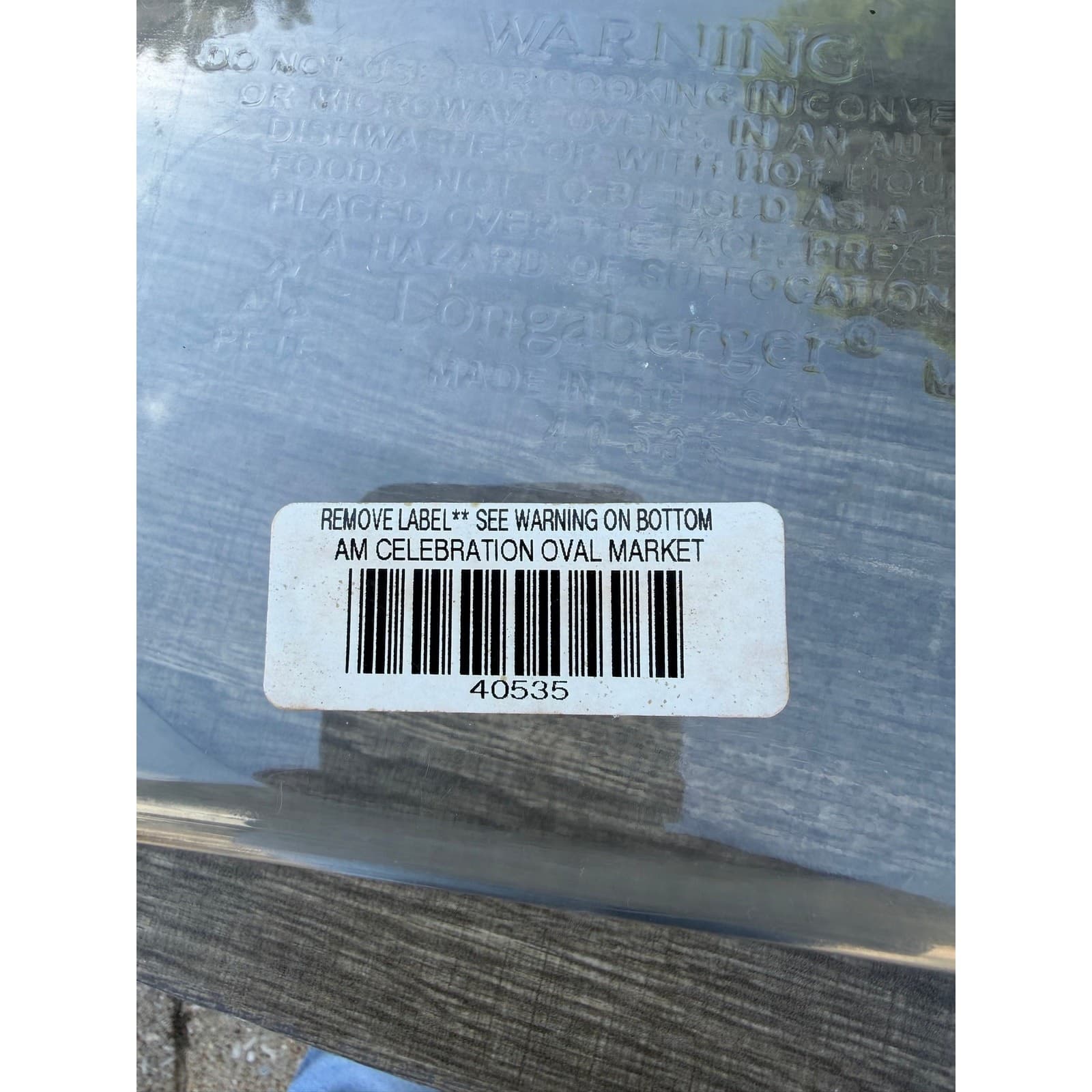 Longaberger AM Celebration Oval Market Plastic Protector Liner #40535 - Thumbnail 3