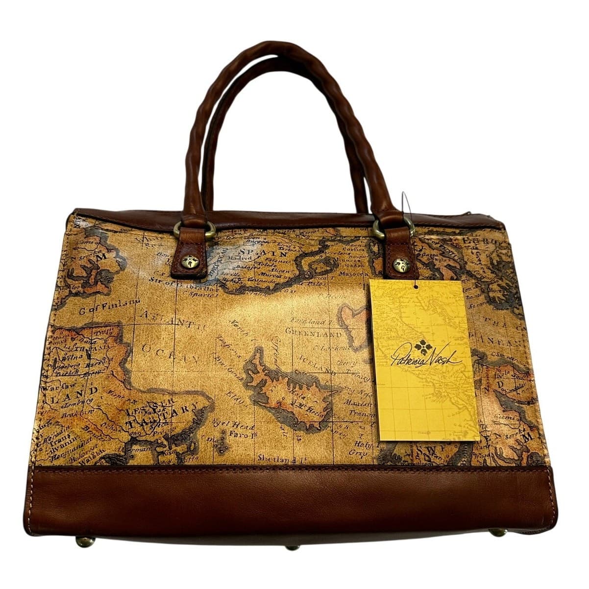 Patricia Nash Leather 'Josselin' Crossbody Satchel Bag- European Map-NEW - Thumbnail 8