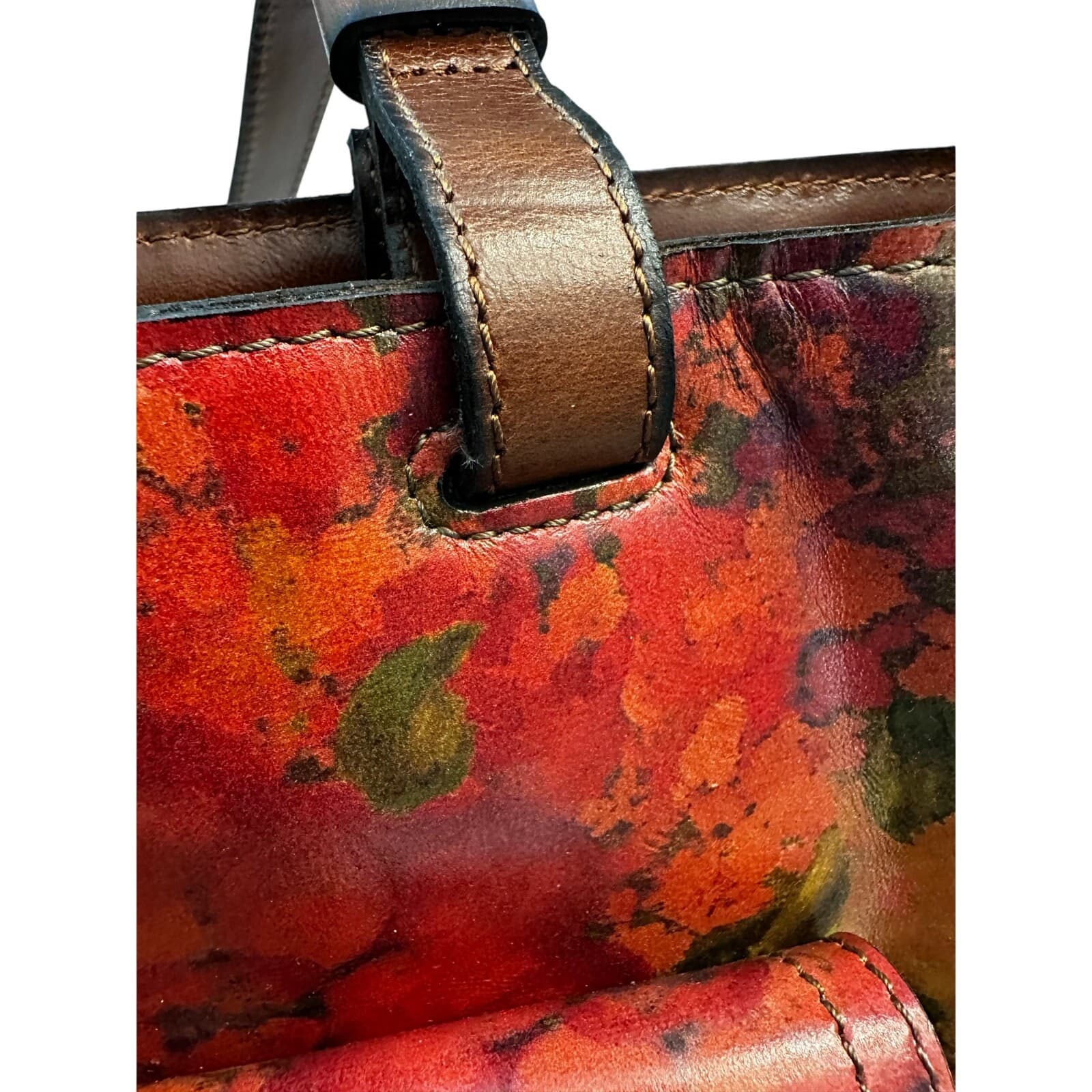 Patricia Nash Large Leather 'Madison' Tote/Shoulder Bag Floral Oil Painting-NEW - Thumbnail 10