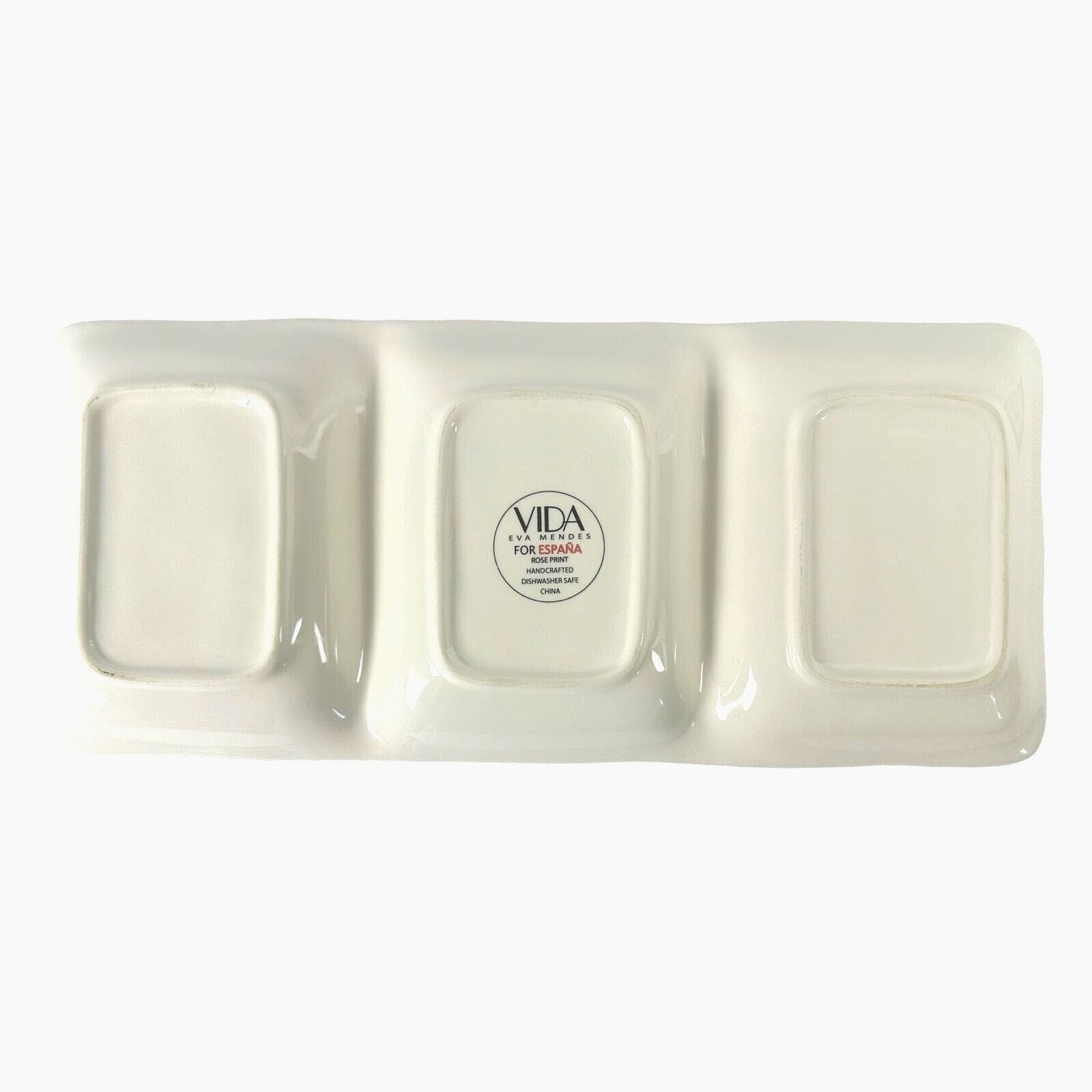 Eva Mendes VIDA Rose Print for ESPANA 15 " x 6.75" Divided Relish Plate-Mint! - Thumbnail 5