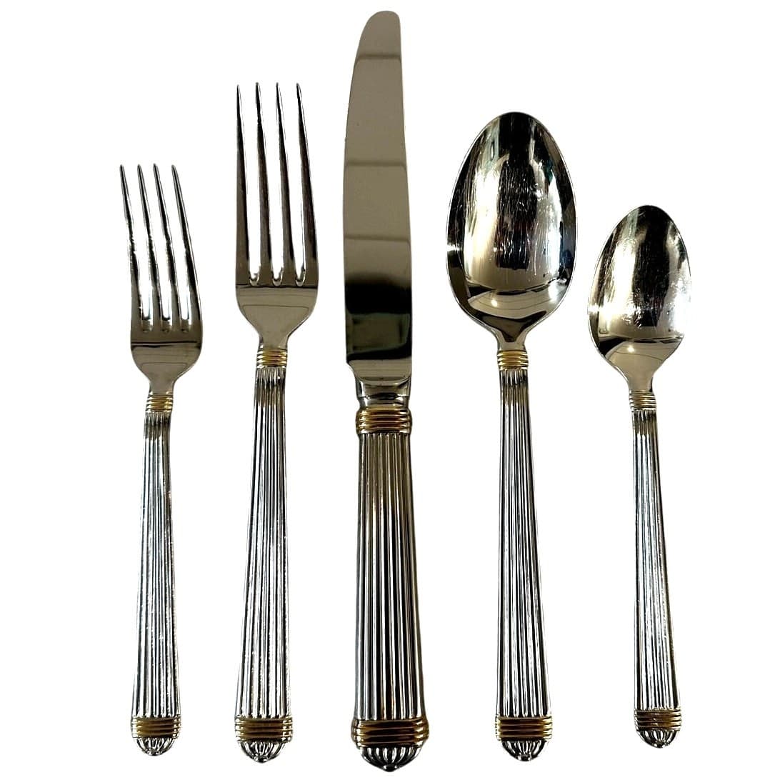 Christian Dior 'Gaudron' Japan Stainless/Gold 5-Piece Flatware Place Setting - Thumbnail 13