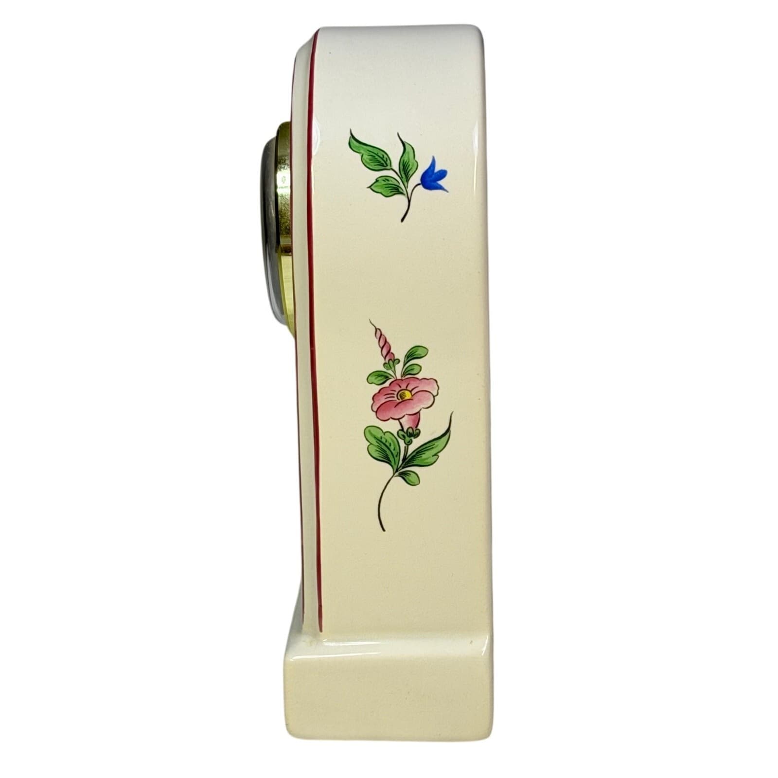 Antique K&G Luneville France Porcelain Mantel Clock Handpainted Floral 8” Rare - Thumbnail 2