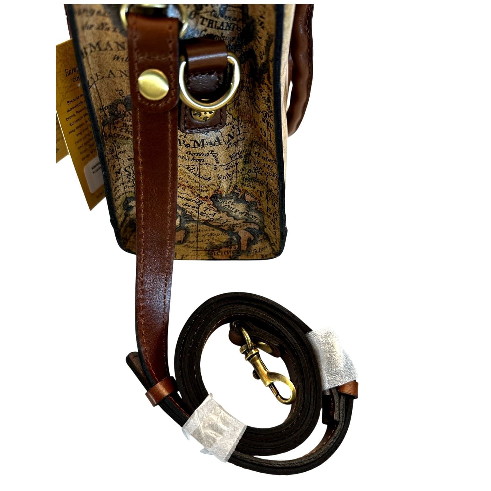 Patricia Nash Leather 'Josselin' Crossbody Satchel Bag- European Map-NEW - Thumbnail 6