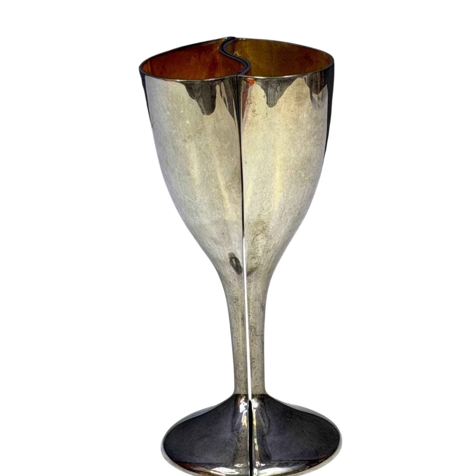 Lenox Interlocking Heart Goblets Wedding Promises Silverplate Toasting Cups - Thumbnail 4