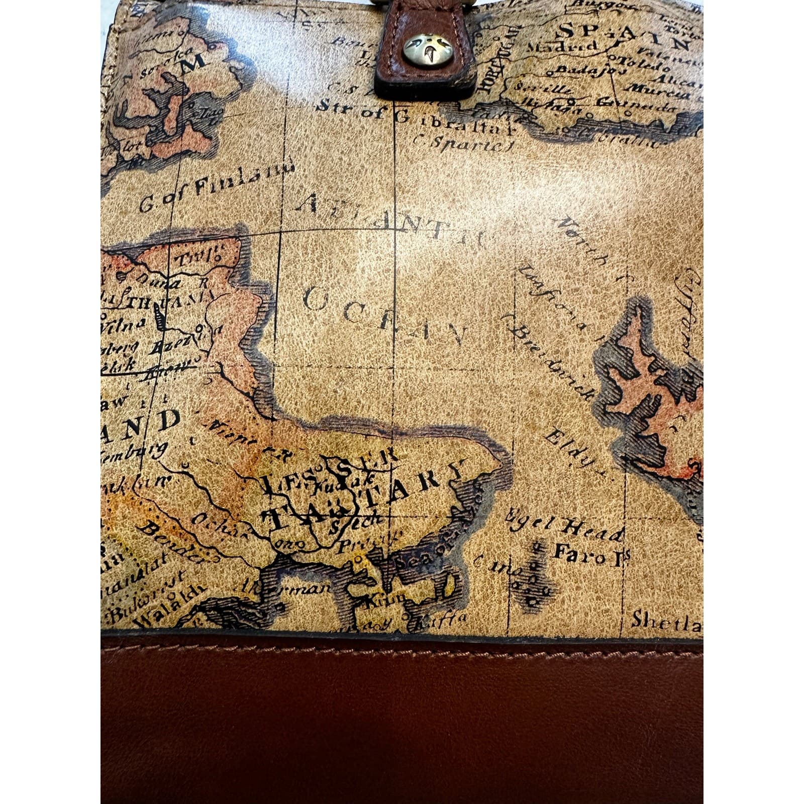 Patricia Nash Leather 'Josselin' Crossbody Satchel Bag- European Map-NEW - Thumbnail 15
