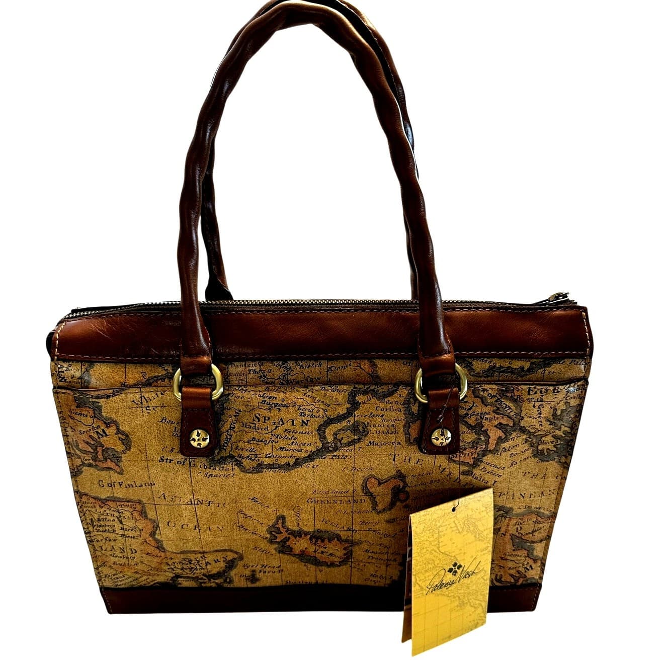 Patricia Nash Leather 'Josselin' Crossbody Satchel Bag- European Map-NEW - Thumbnail 3