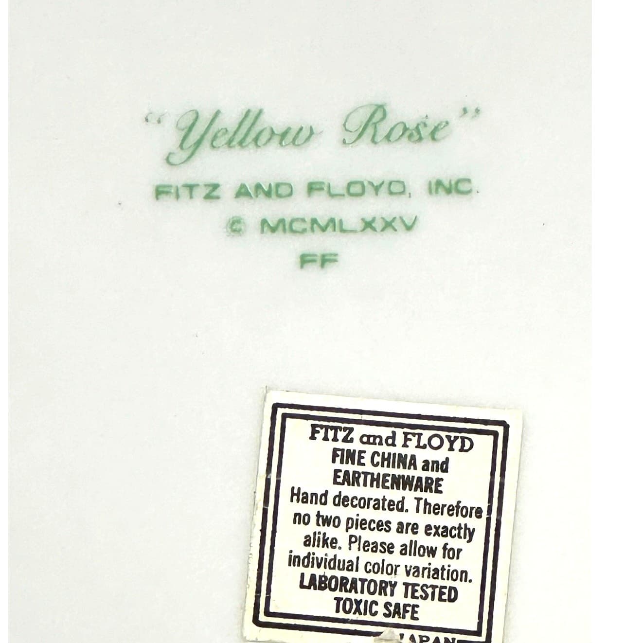 Fitz & Floyd Japan 1975-1980 Retired 'Yellow Rose' 9 1/8" Snack Plates-Set of 3 - Thumbnail 8