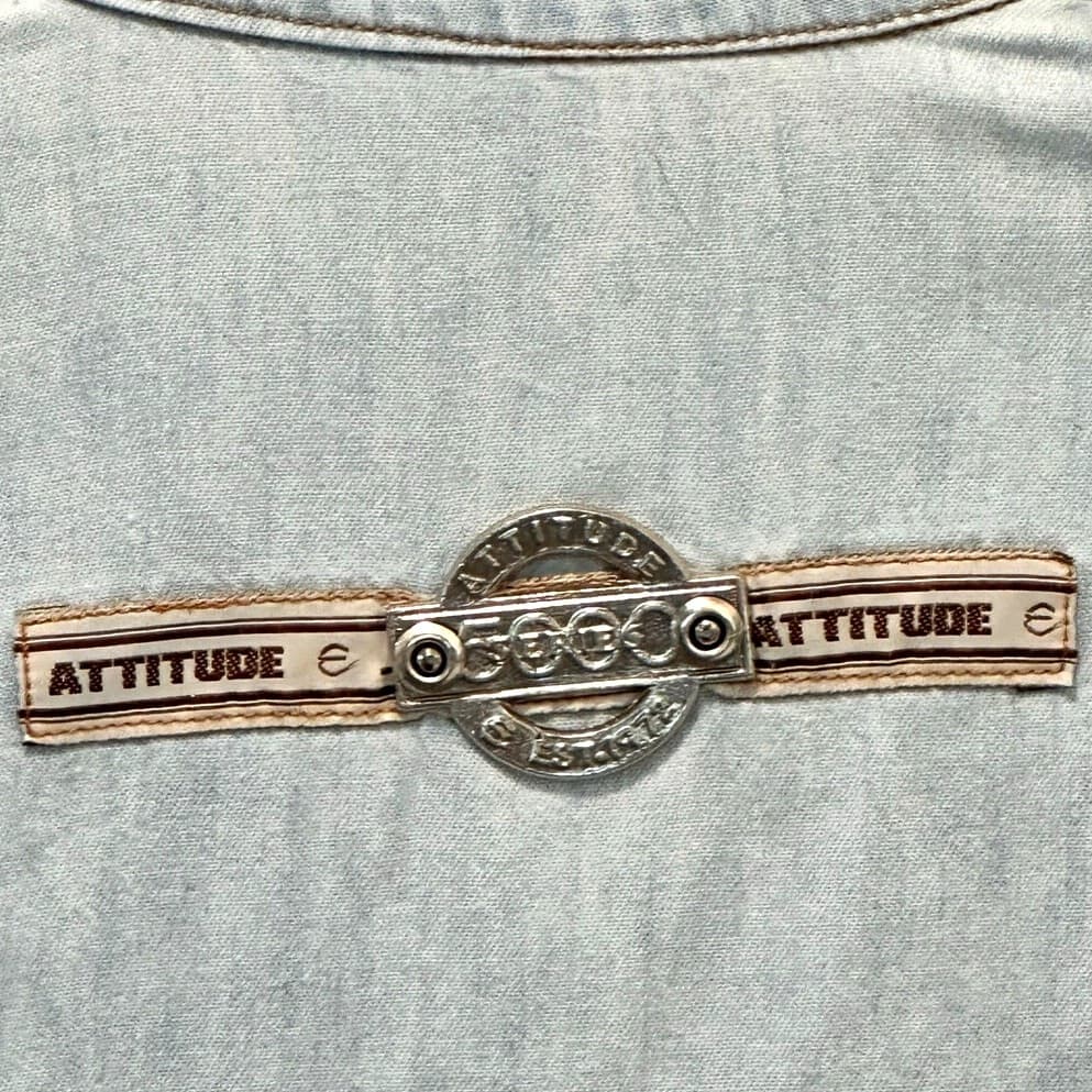 Palmer e Palmer Australia Denim Attitude 5000 Cowgirl Shirt Black Stitching-S - Thumbnail 3