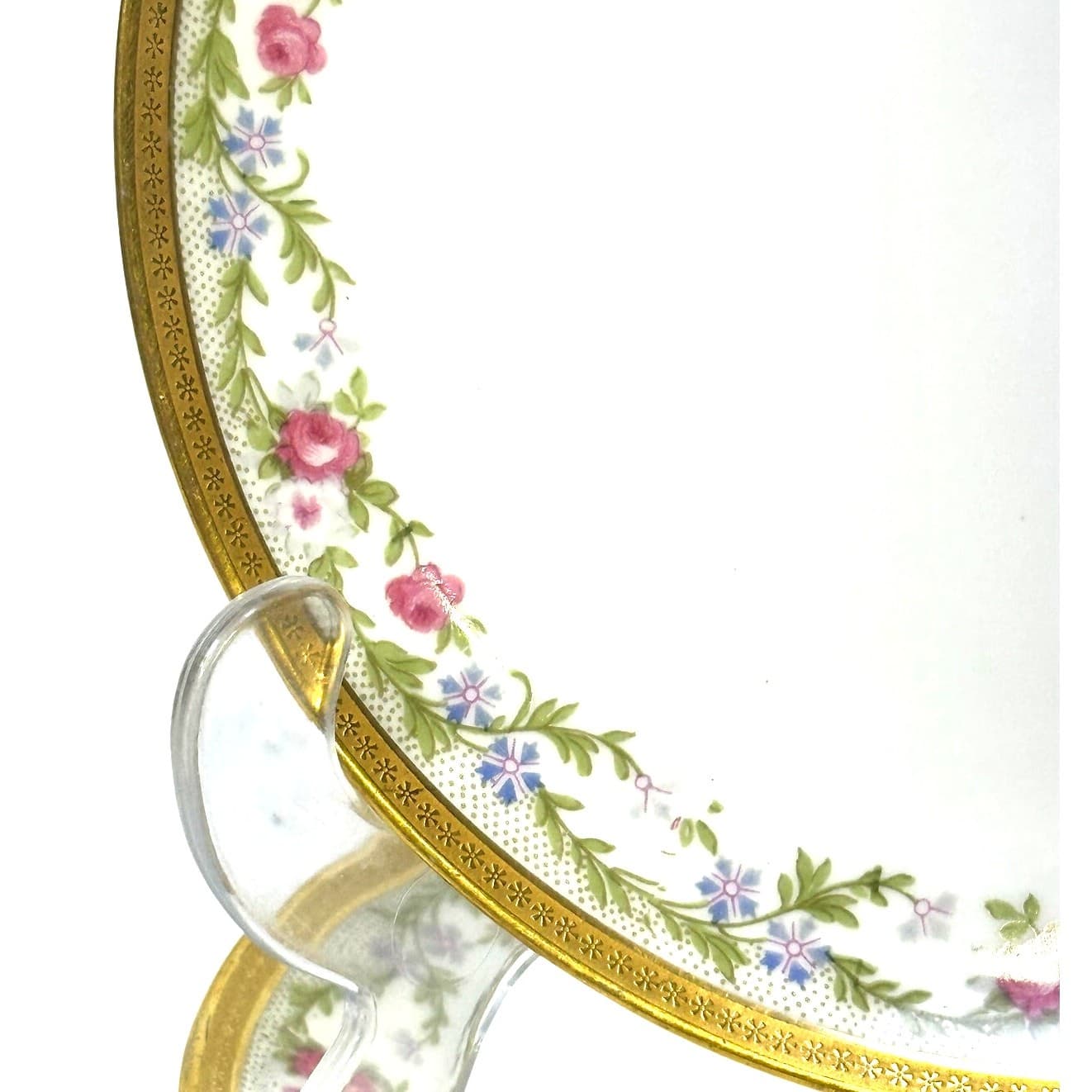 Antique Limoges U.C. (Union Ceramique) France Rose Gold Rim Dessert Plates-Set 4 - Thumbnail 3