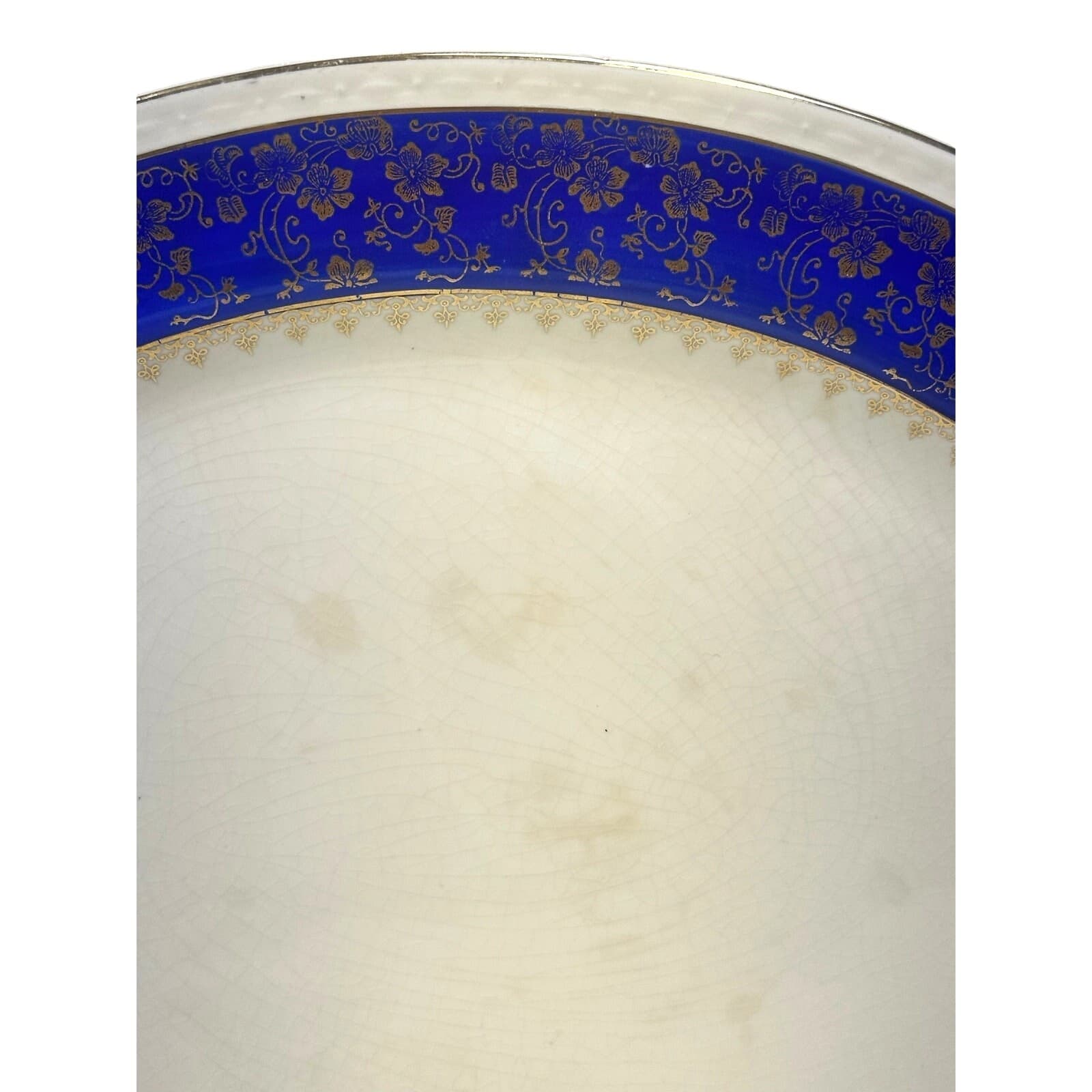 Craftsman Dinnerware Vintage Cobalt Blue 18K Gold Floral 13" Oval Platter USA - Thumbnail 3