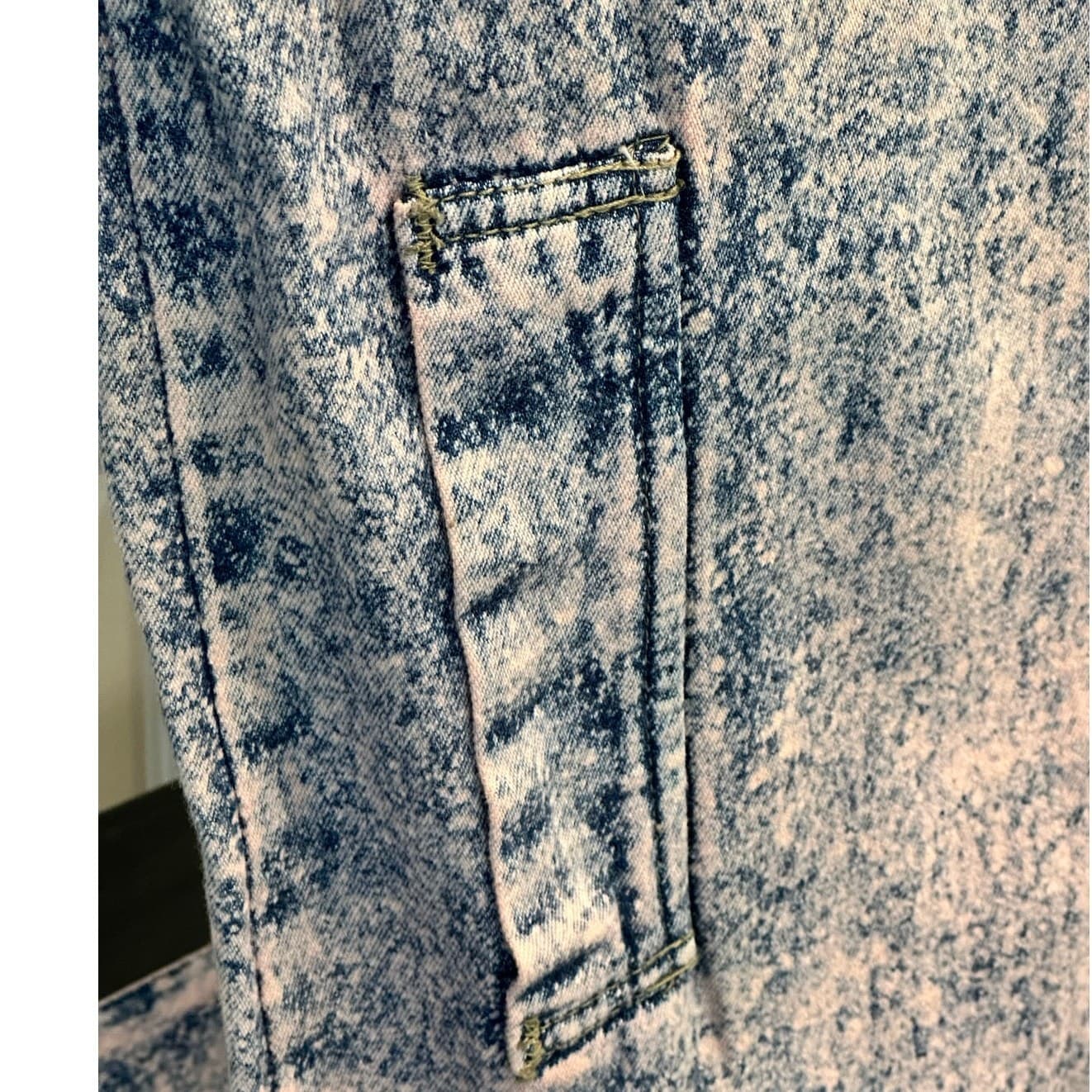 Designs USA Vintage Acid Washed Long Embellished Bejeweled Pink Denim Duster - Thumbnail 9