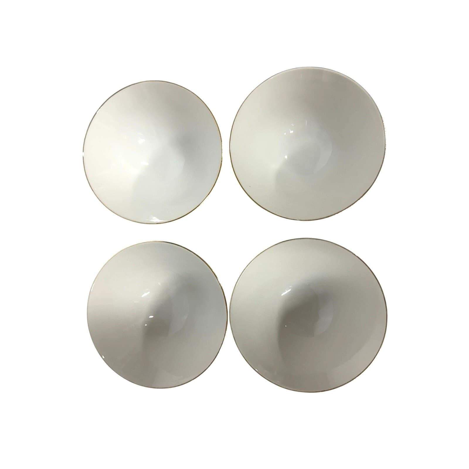Elegant Japan Ivory-Colored Porcelain 4.5" Rice/Dessert Bowls Gold Accents-Set 4 - Thumbnail 5