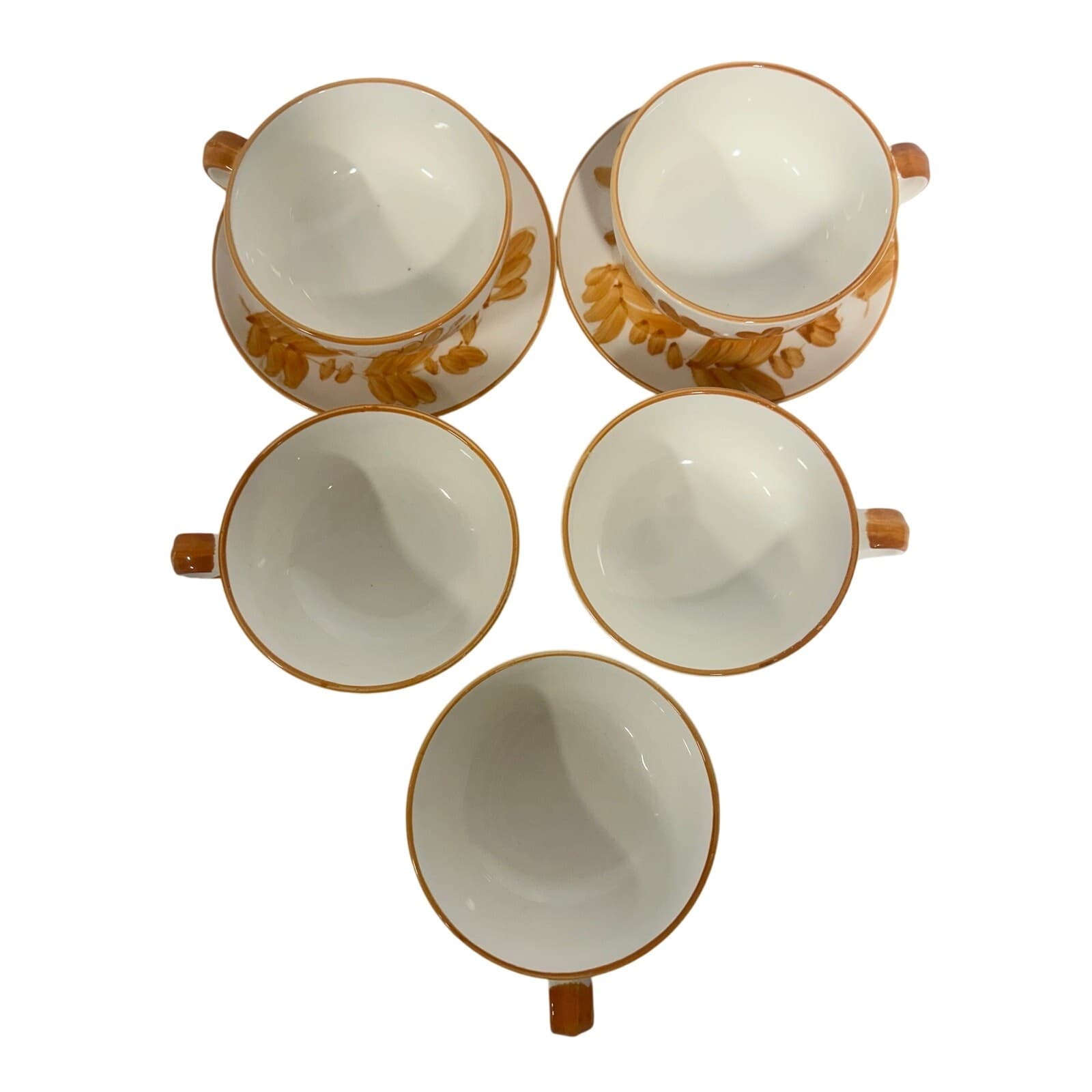 MCM Jumbo Ceramic Vintage Burnt Orange Soup/Latte Set of Mugs (5) Saucers (4) - Thumbnail 4