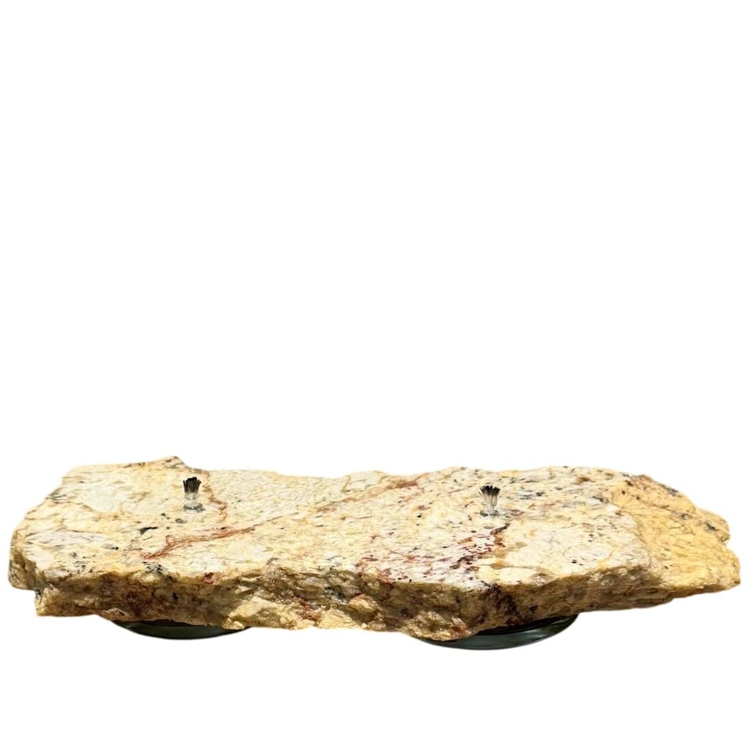 Handcrafted Natural 16 x 8 Granite Stone Slab Dual Oil Lamps Rustic Centerpiece - Thumbnail 15