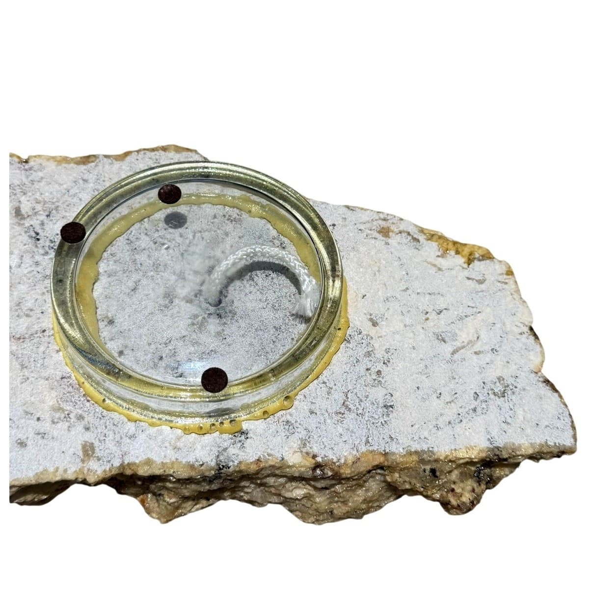 Handcrafted Natural 16 x 8 Granite Stone Slab Dual Oil Lamps Rustic Centerpiece - Thumbnail 7