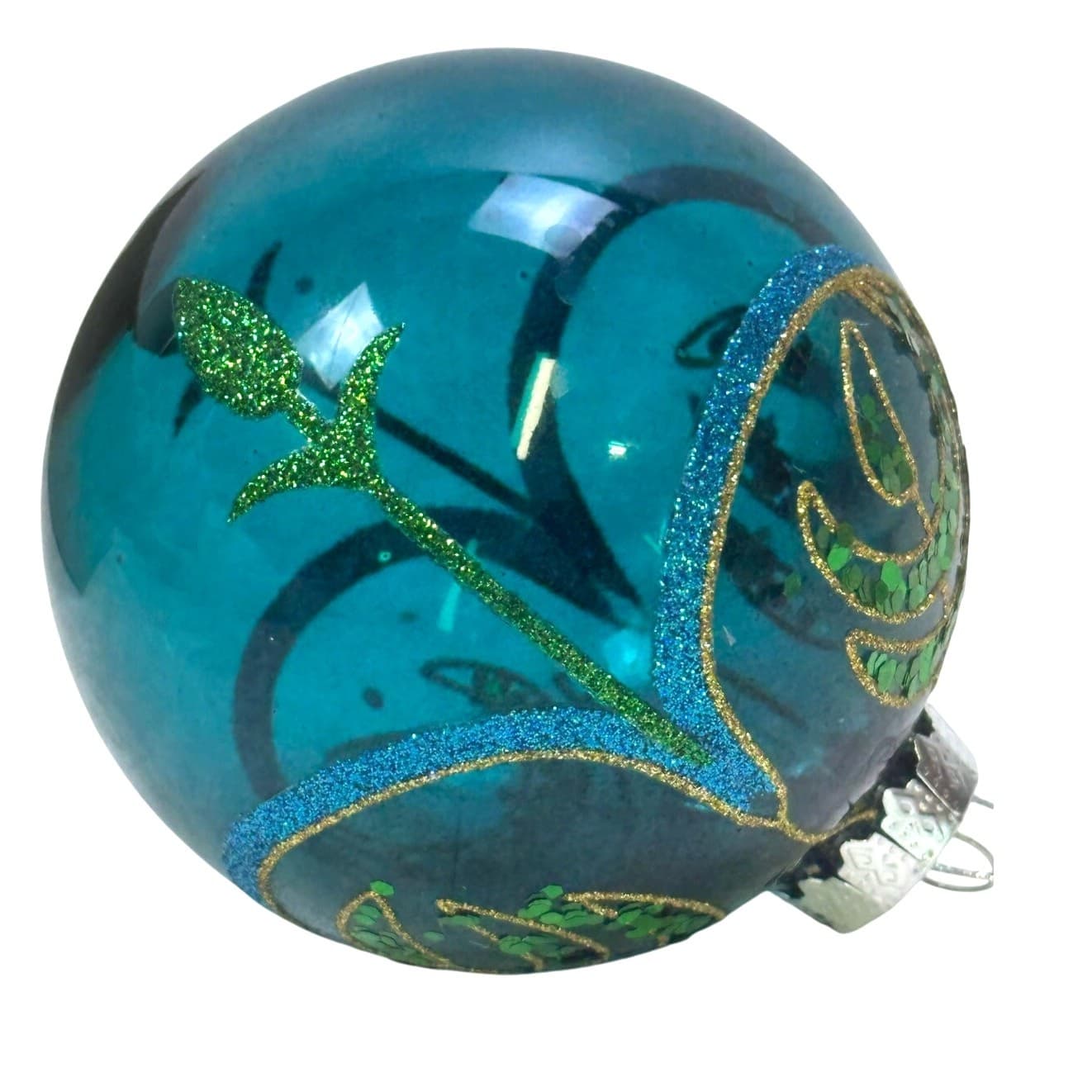 Domain "Peacock" 4" Christmas Ornaments Turquoise Green Gold Sequins-Set of 4 - Thumbnail 5