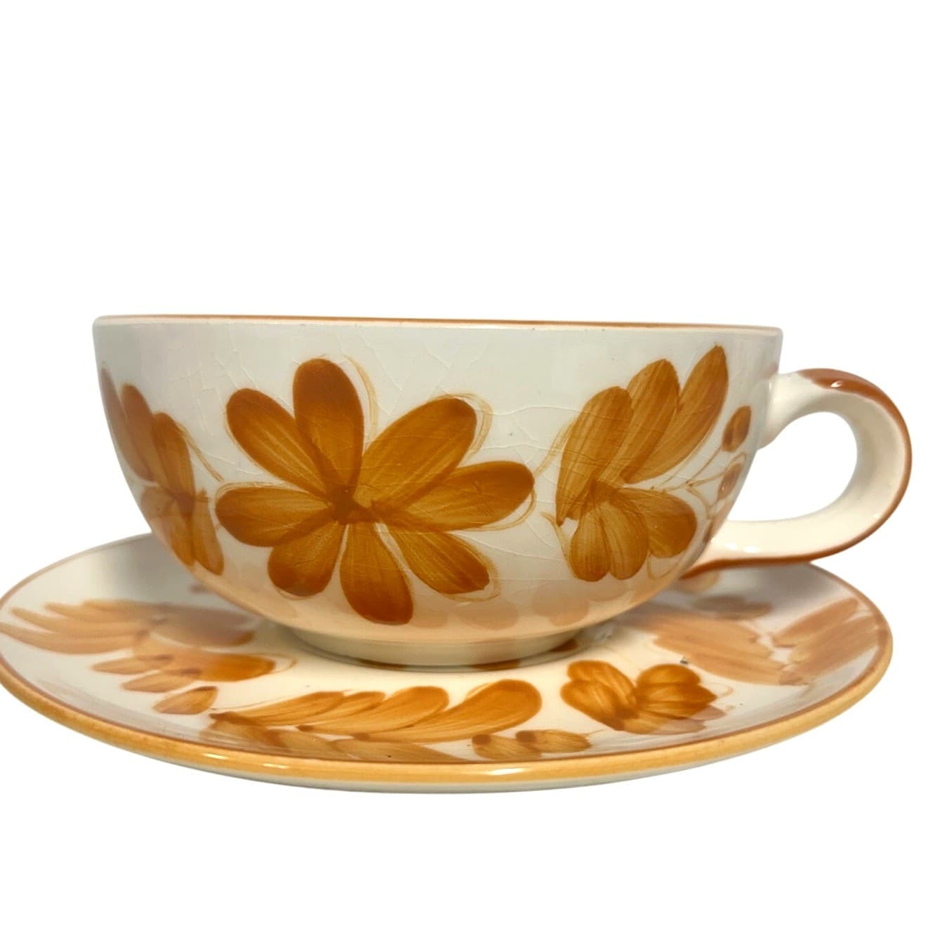MCM Jumbo Ceramic Vintage Burnt Orange Soup/Latte Set of Mugs (5) Saucers (4) - Thumbnail 3
