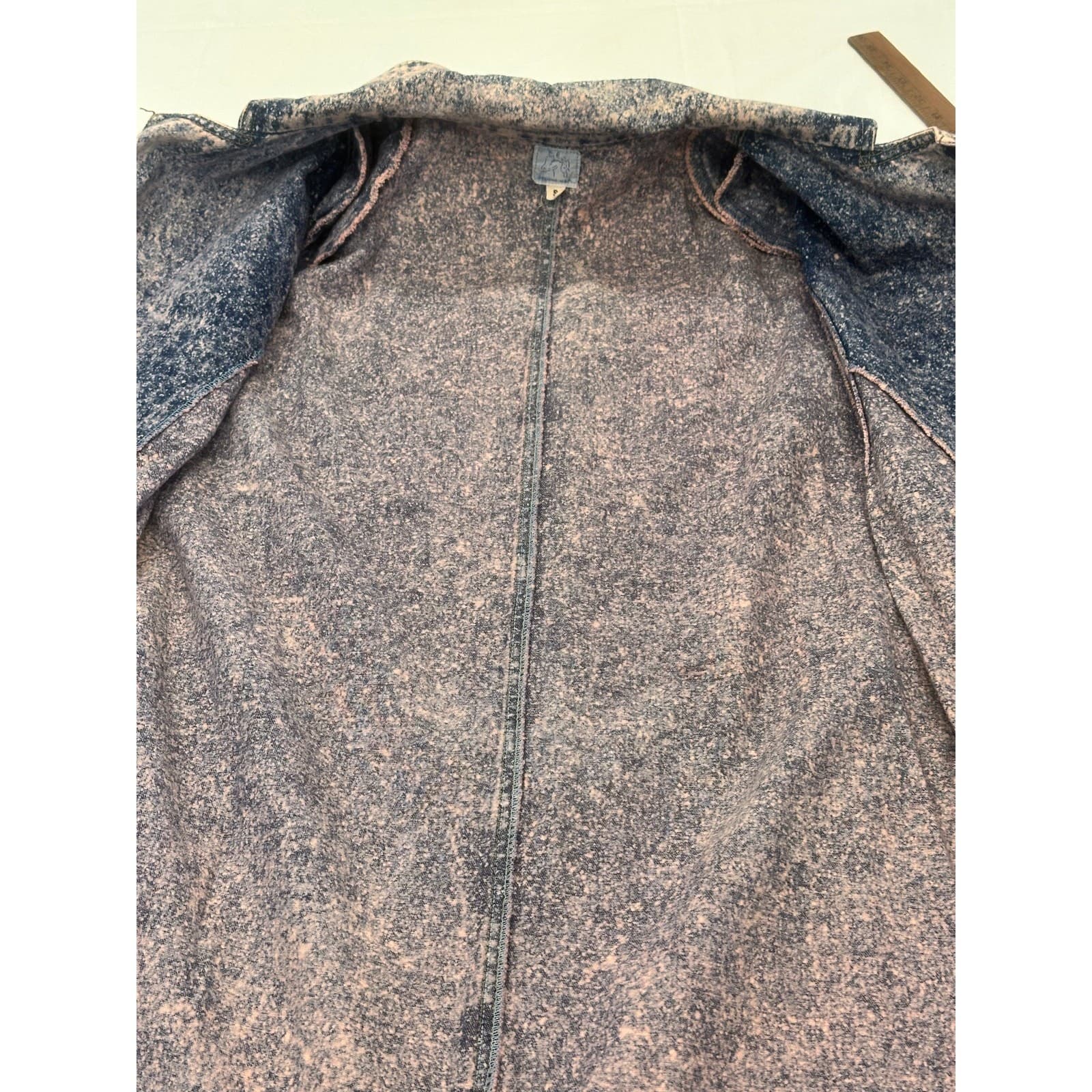 Designs USA Vintage Acid Washed Long Embellished Bejeweled Pink Denim Duster - Thumbnail 15
