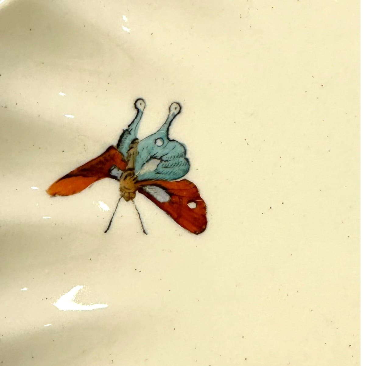 Copeland Spode Aesthetic Movement 1870-1890 Chelsea Bird Butterfly 8 3/8" Plate - Thumbnail 4
