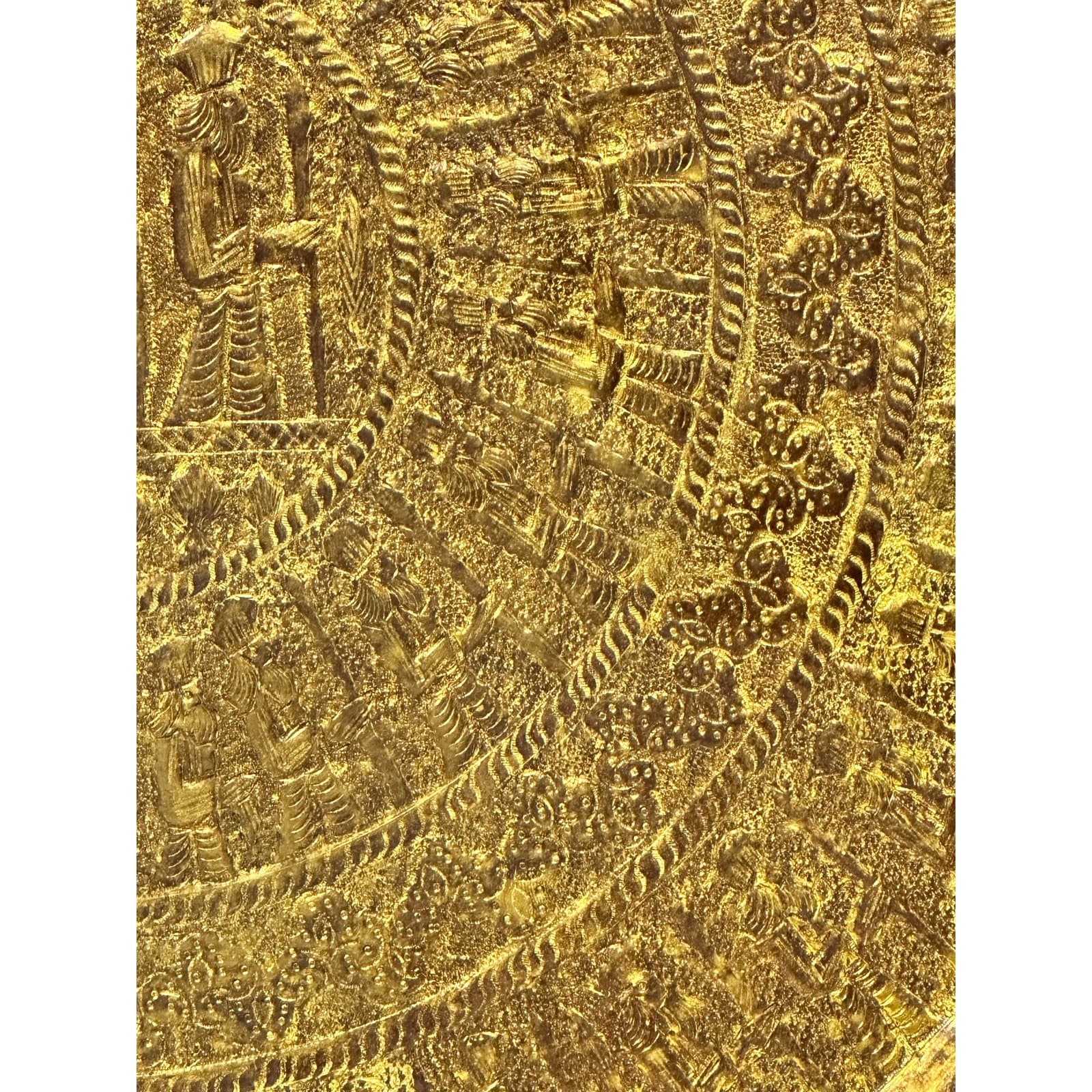 Antique Syrian Islamic Art Large Artisan Brass Hand Crafted Hammered 14" Tray - Thumbnail 11