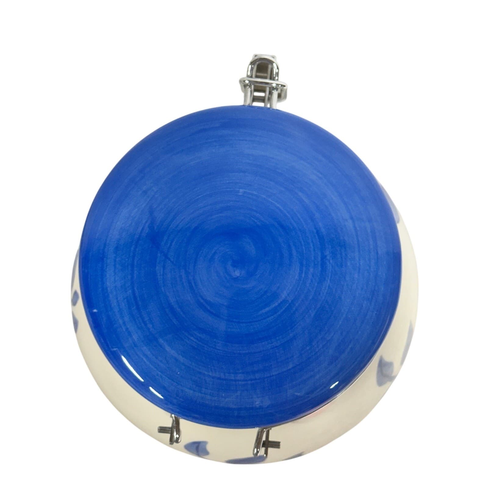Inspirado IDC Stonelite Vintage Hand Painted Blue and White Airtight Cookie Jar - Thumbnail 5