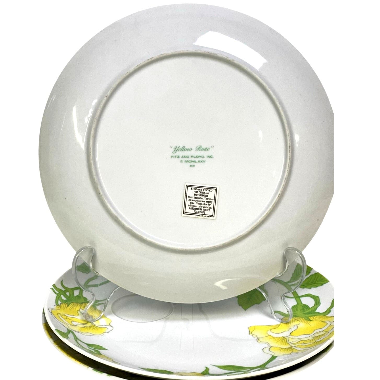 Fitz & Floyd Japan 1975-1980 Retired 'Yellow Rose' 9 1/8" Snack Plates-Set of 3 - Thumbnail 7